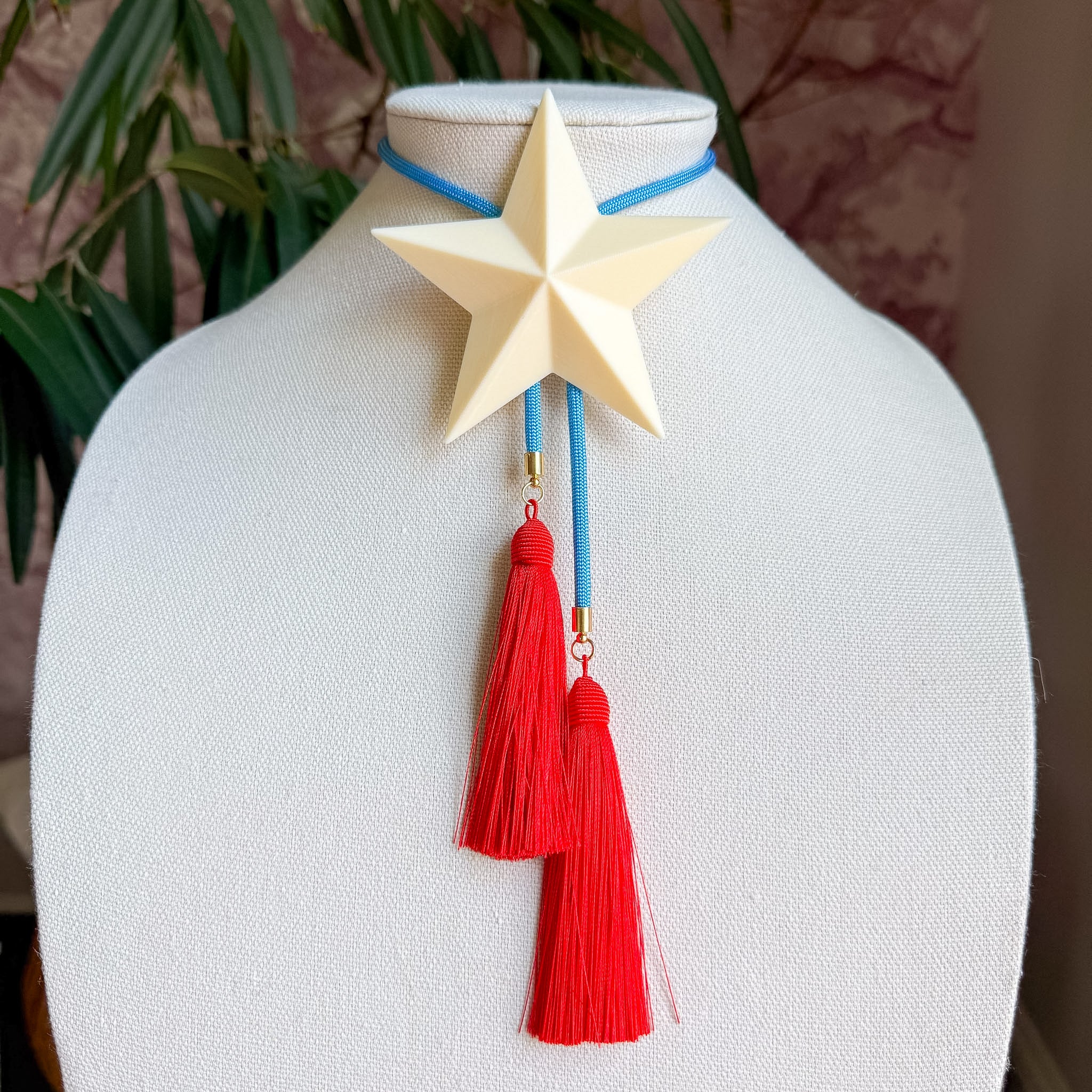 Lone Star Bolo Ivory with Baby Blue & Red