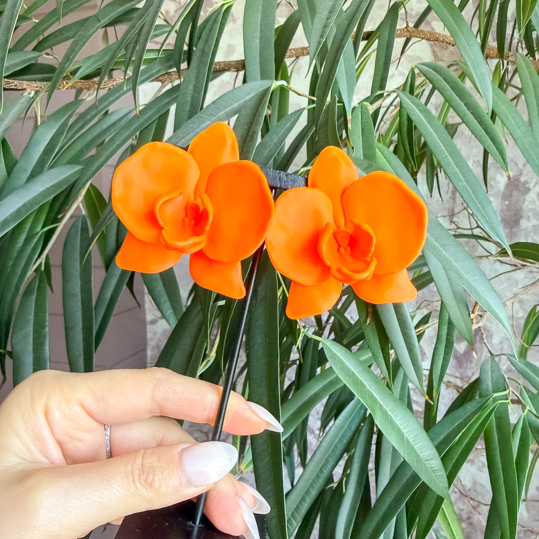 Orchid Orange Citrus Statement Earrings