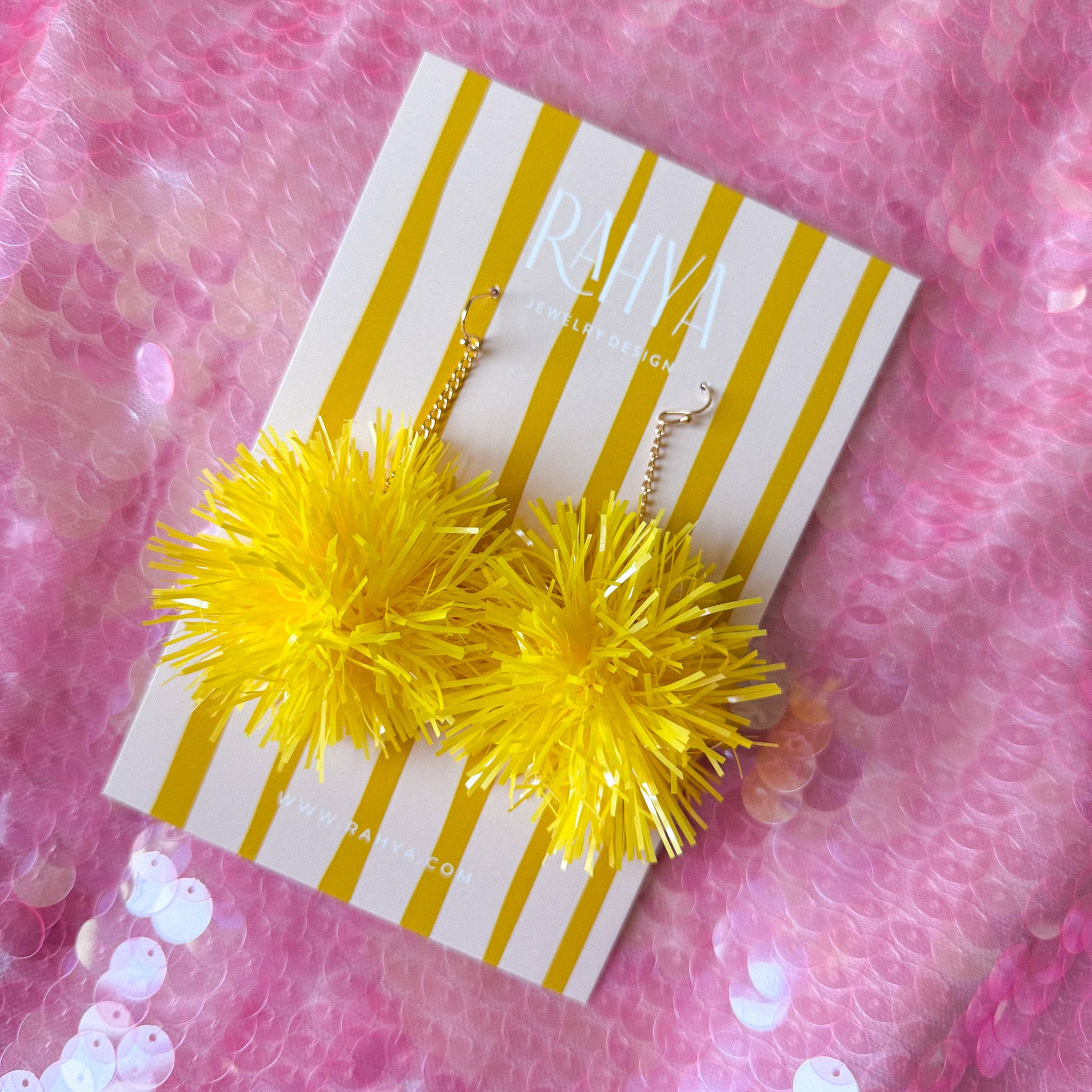 Mini Sunshine Yellow Pom Pom Earrings