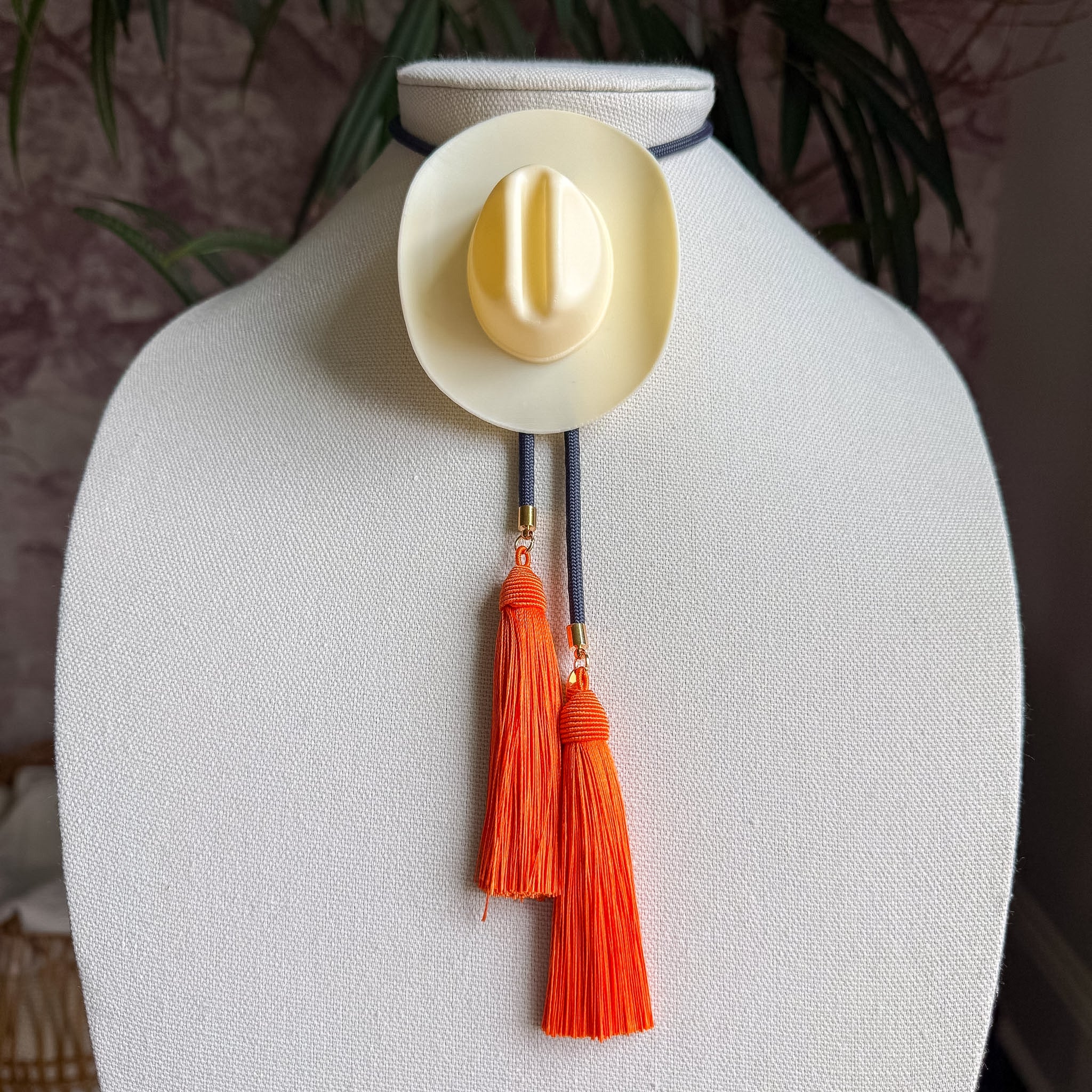 Cowboy Hat Bolo Ivory with Storm Blue & Orange