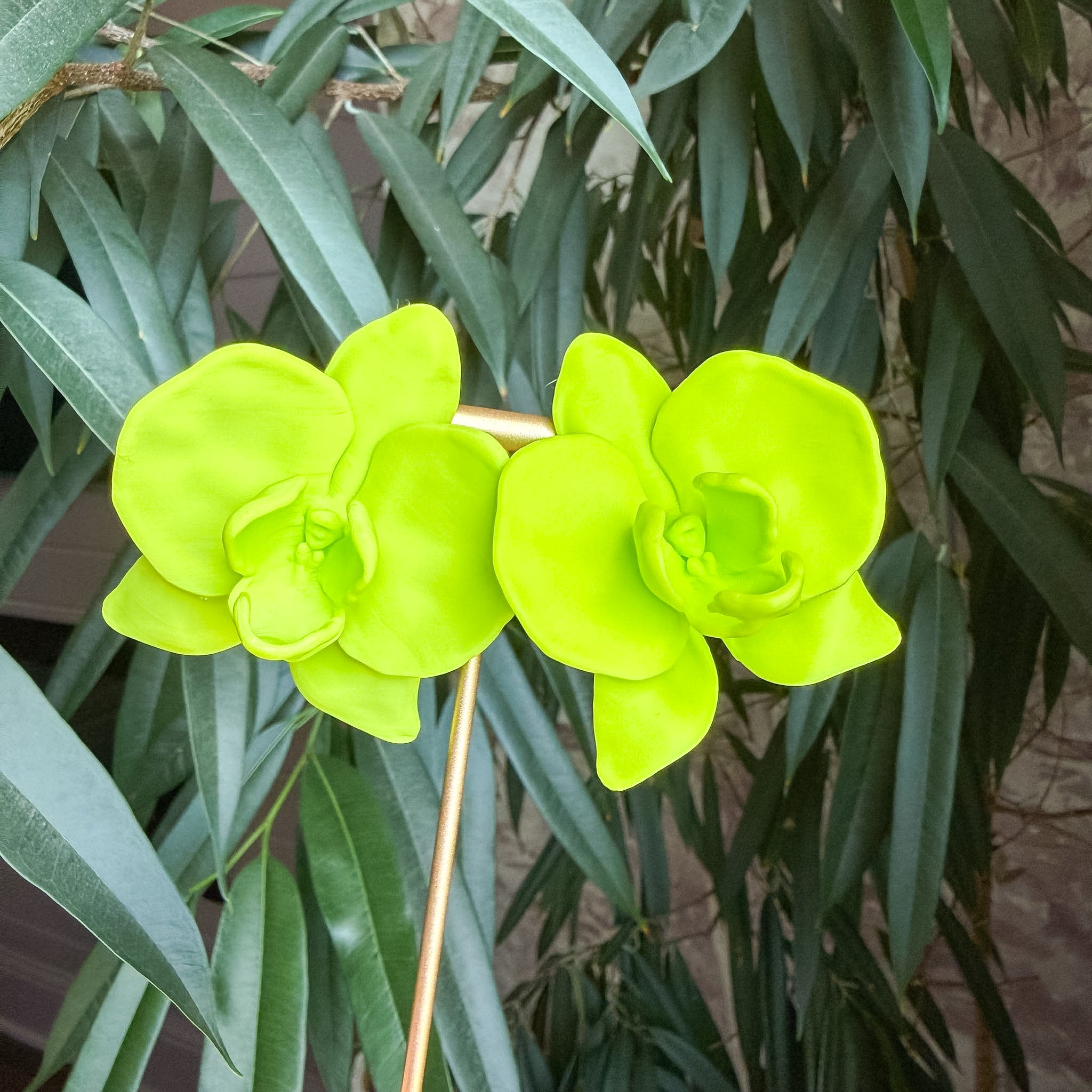 Orchid Lime Green Statement Earrings