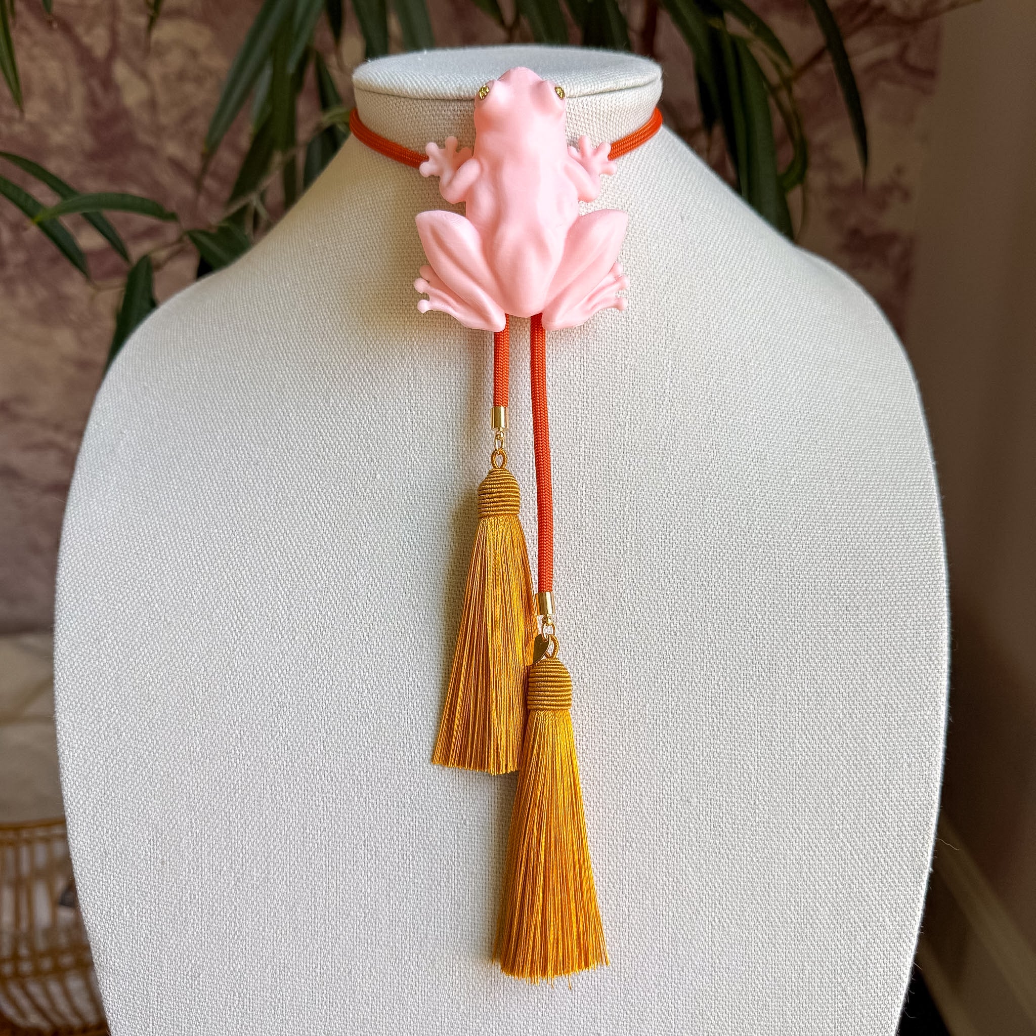Tree Frog Bolo Blush Pink with Orange & Golden Yellow