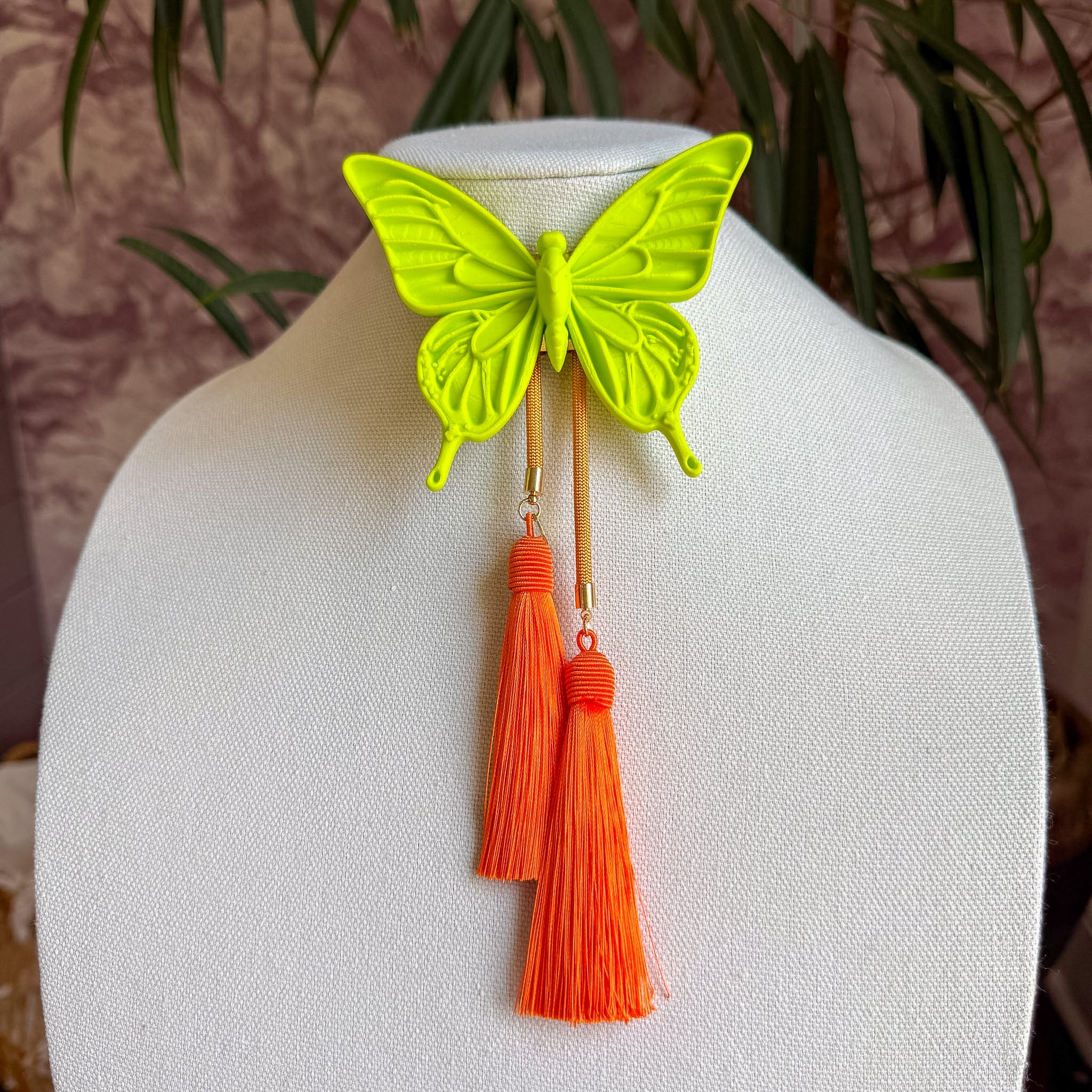 Butterfly Bolo Lime Green with Golden Yellow & Orange