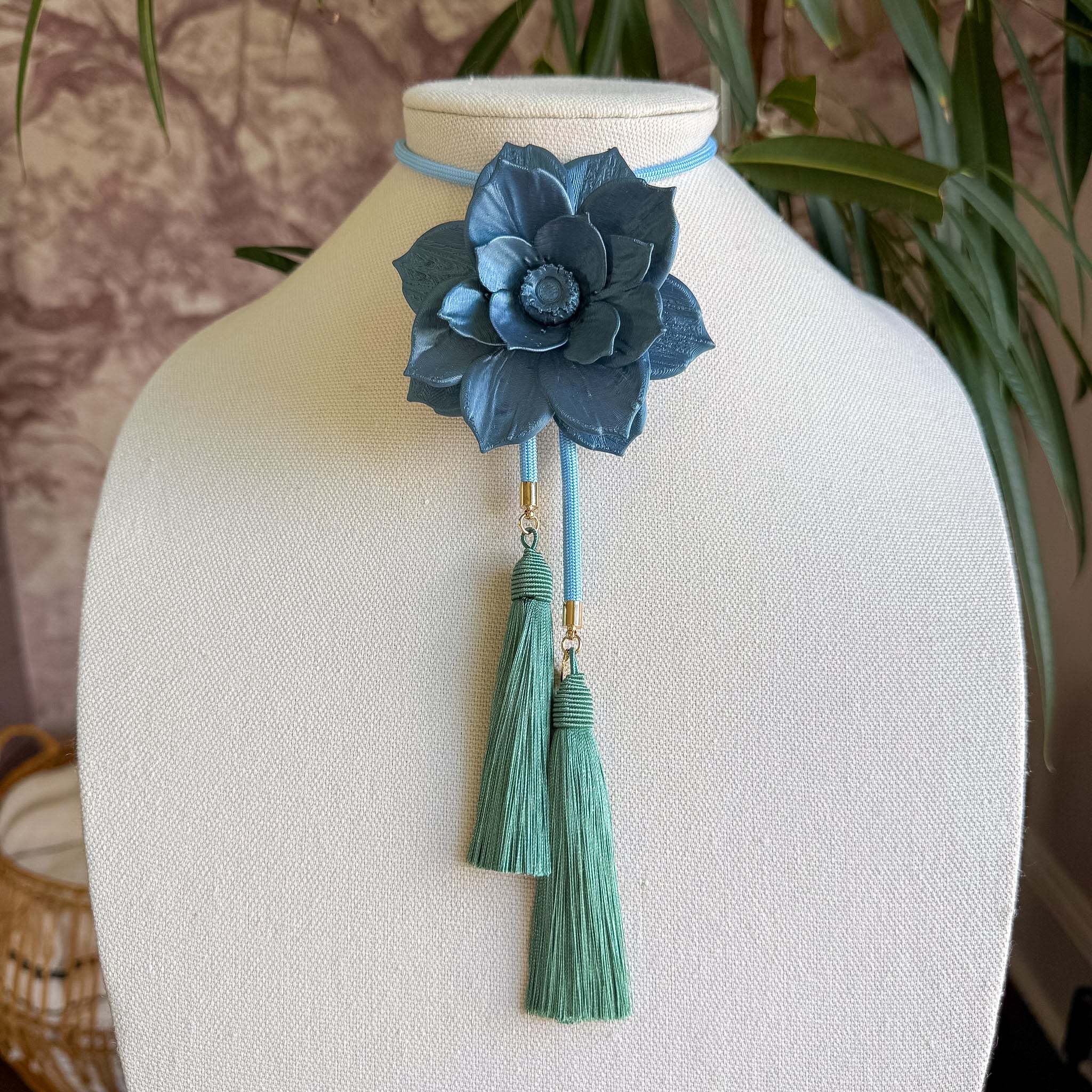 Lotus Flower Bolo Storm Blue with Baby Blue & Peacock Blue