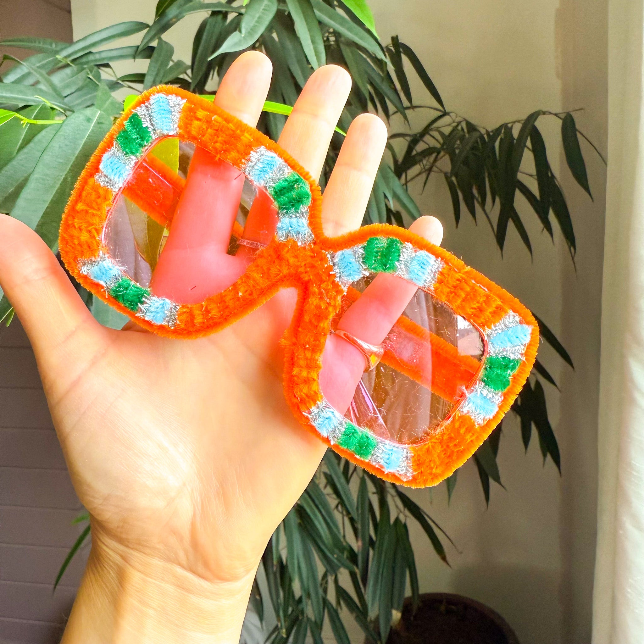 Glitterati Square Fuzzy Sunglasses
