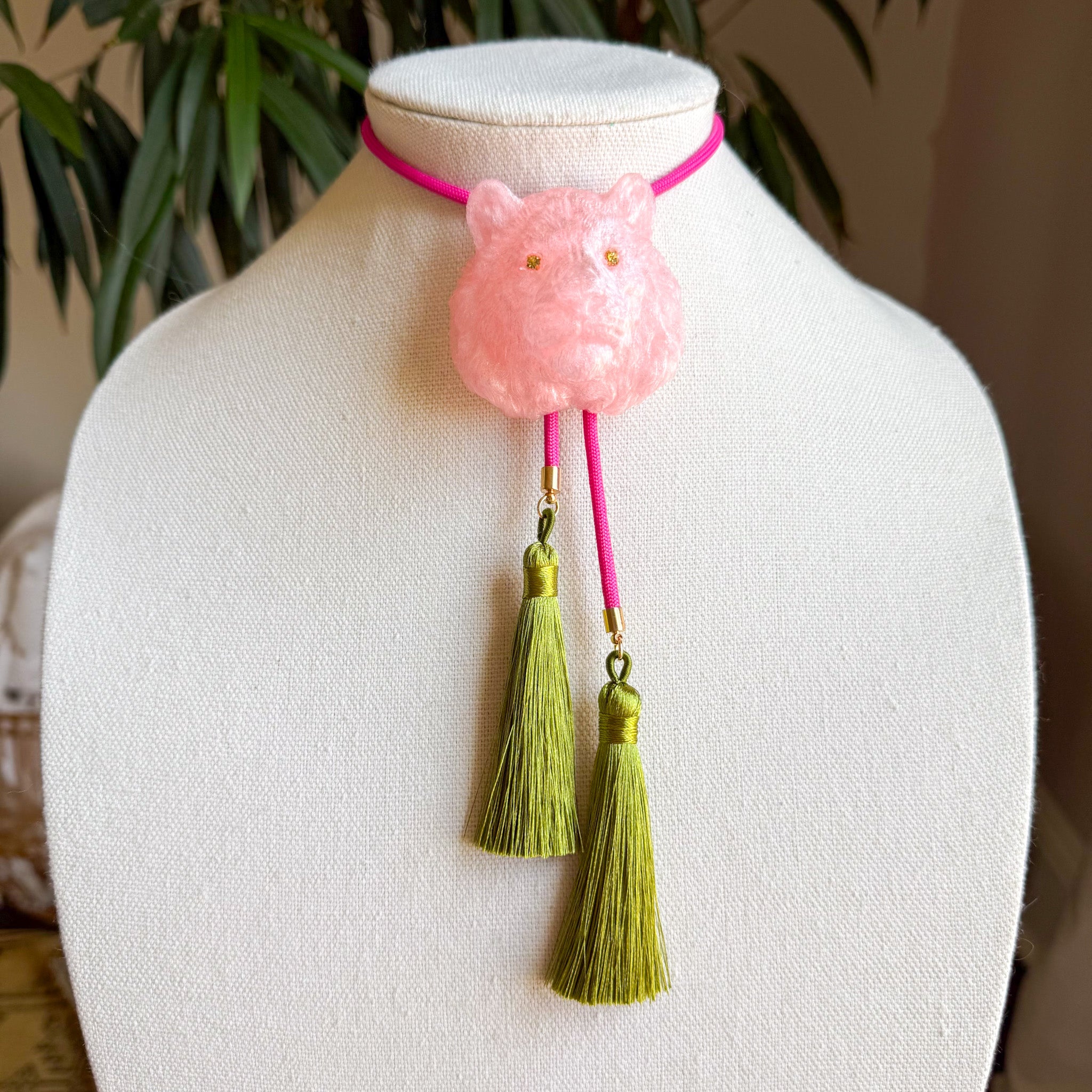 Tiger Bolo Quartz Pink with Hot Pink & Olive