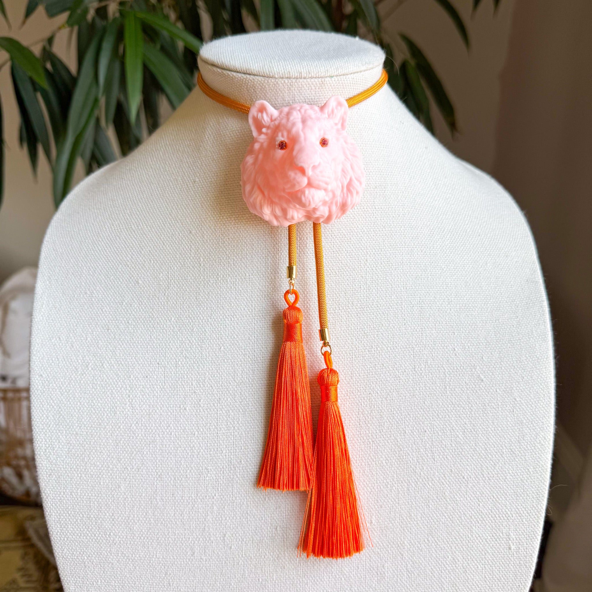 Tiger Bolo Blush Pink with Golden Yellow & Orange