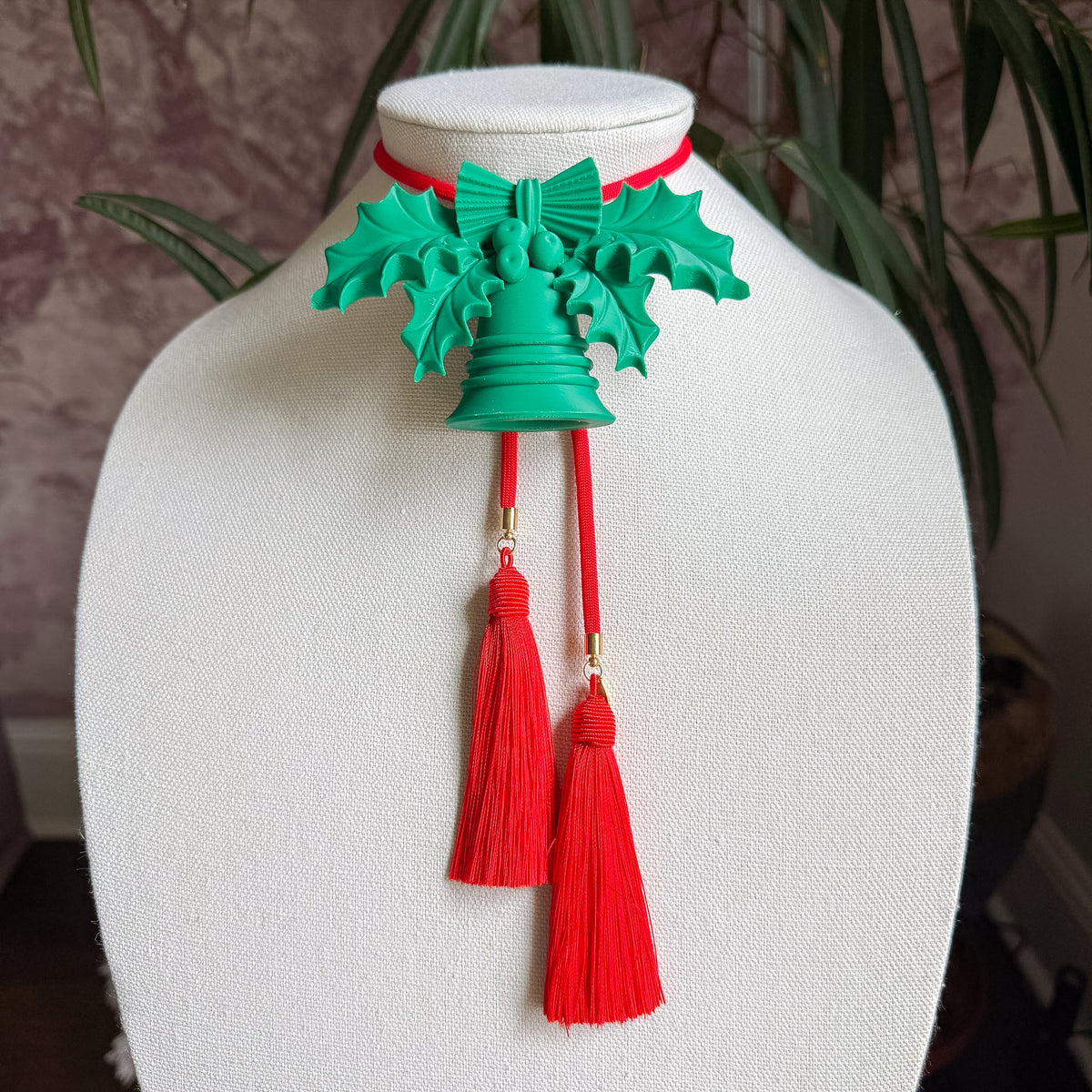 Mistletoe Bolo Forest Green with Red & Red