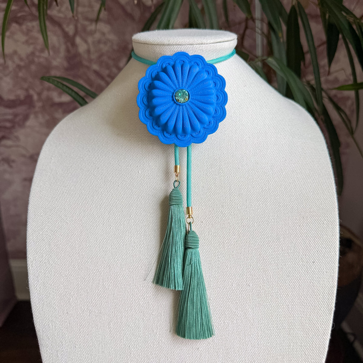 Concho Bolo Ocean Blue with Turquoise & Peacock Blue