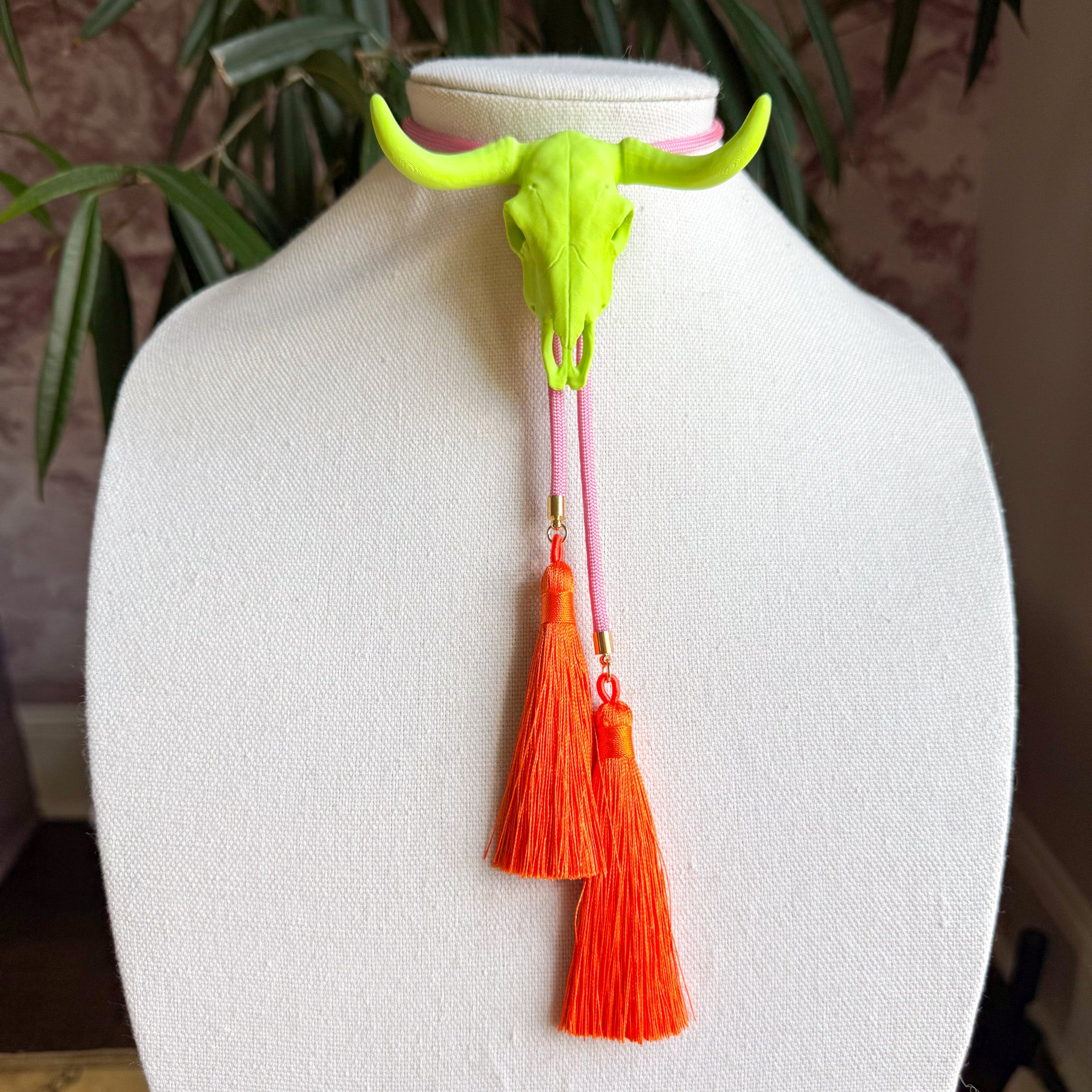 Longhorn Bolo Lime Green with Bubblegum Pink & Orange