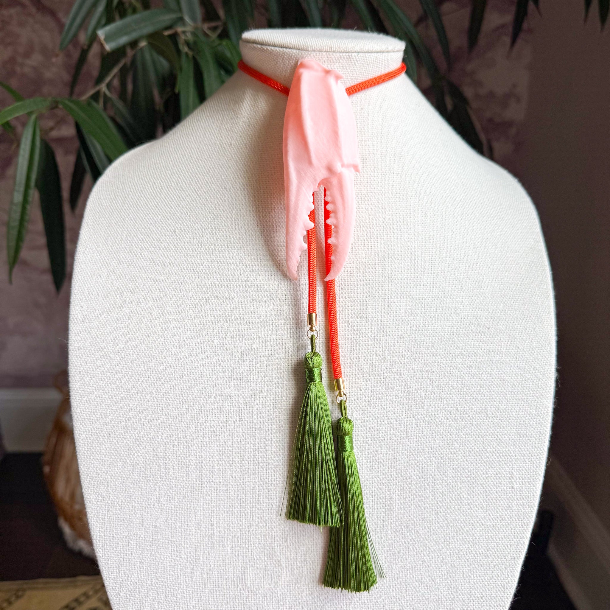 Crab Claw Bolo Blush Pink with Burnt Orange & Olive