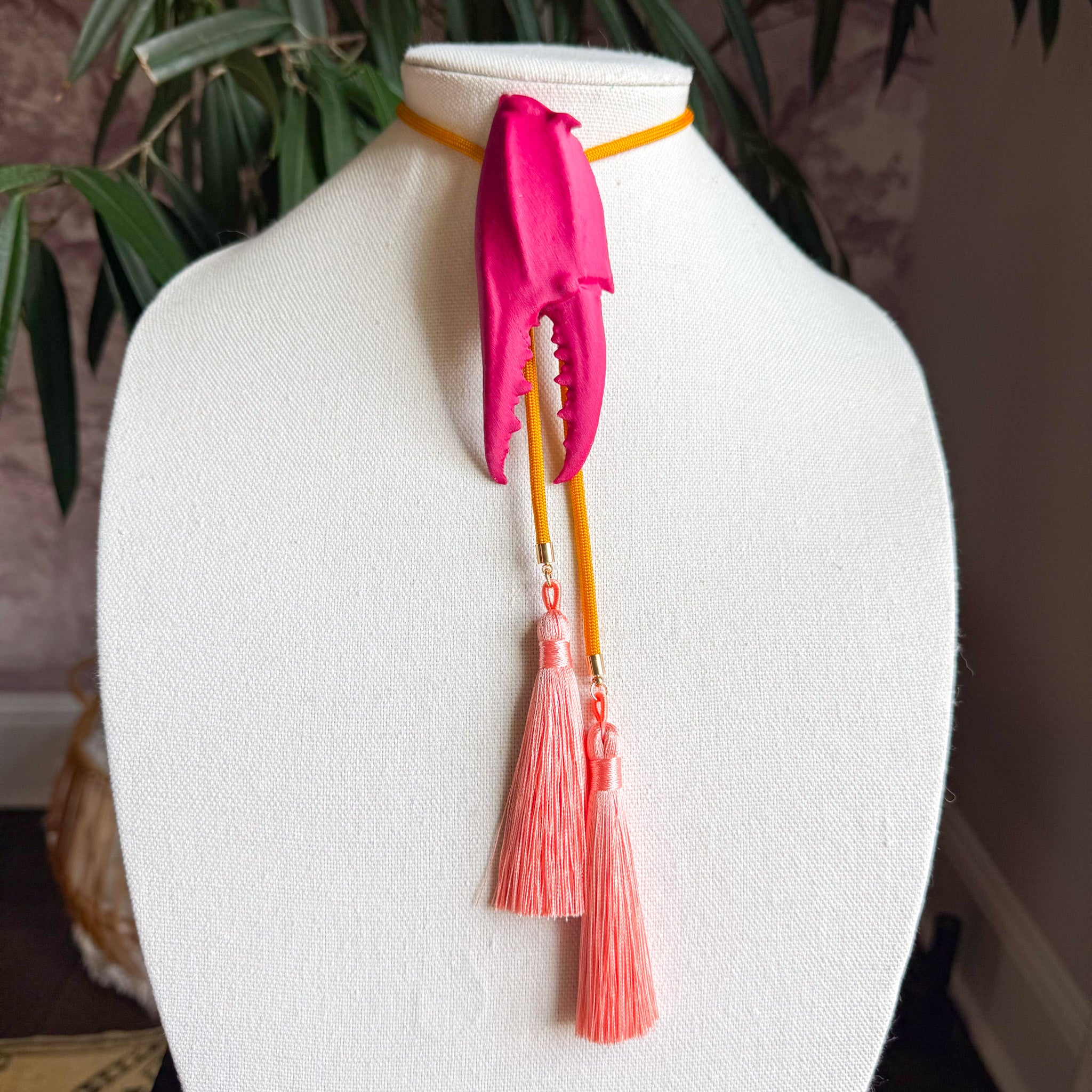 Crab Claw Bolo Raspberry Pink with Golden Yellow & Peach