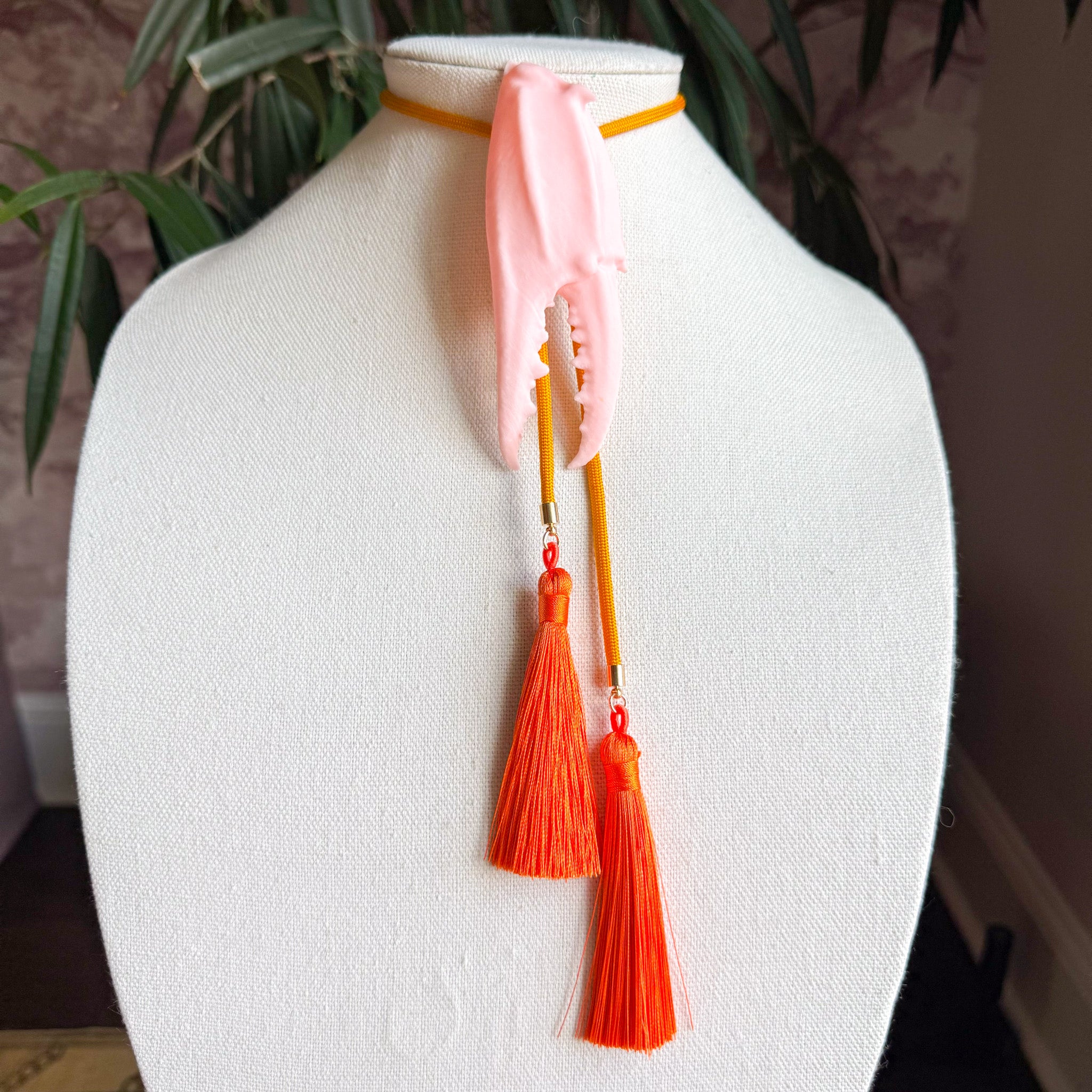 Crab Claw Bolo Blush Pink with Golden Yellow & Orange