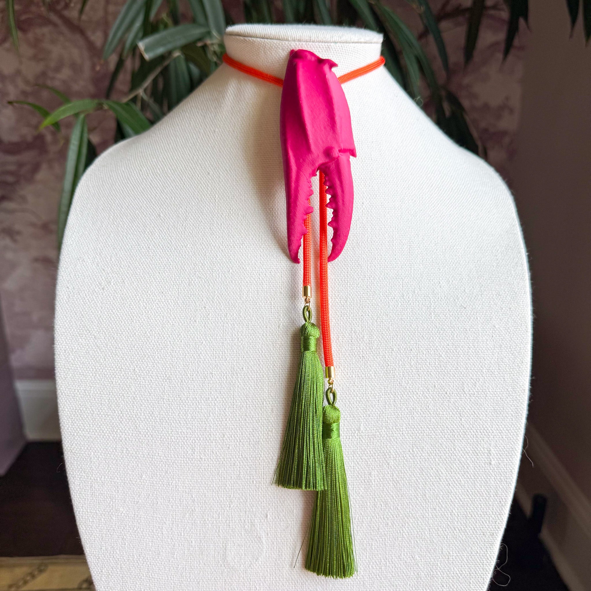 Crab Claw Bolo Raspberry Pink with Burnt Orange & Olive