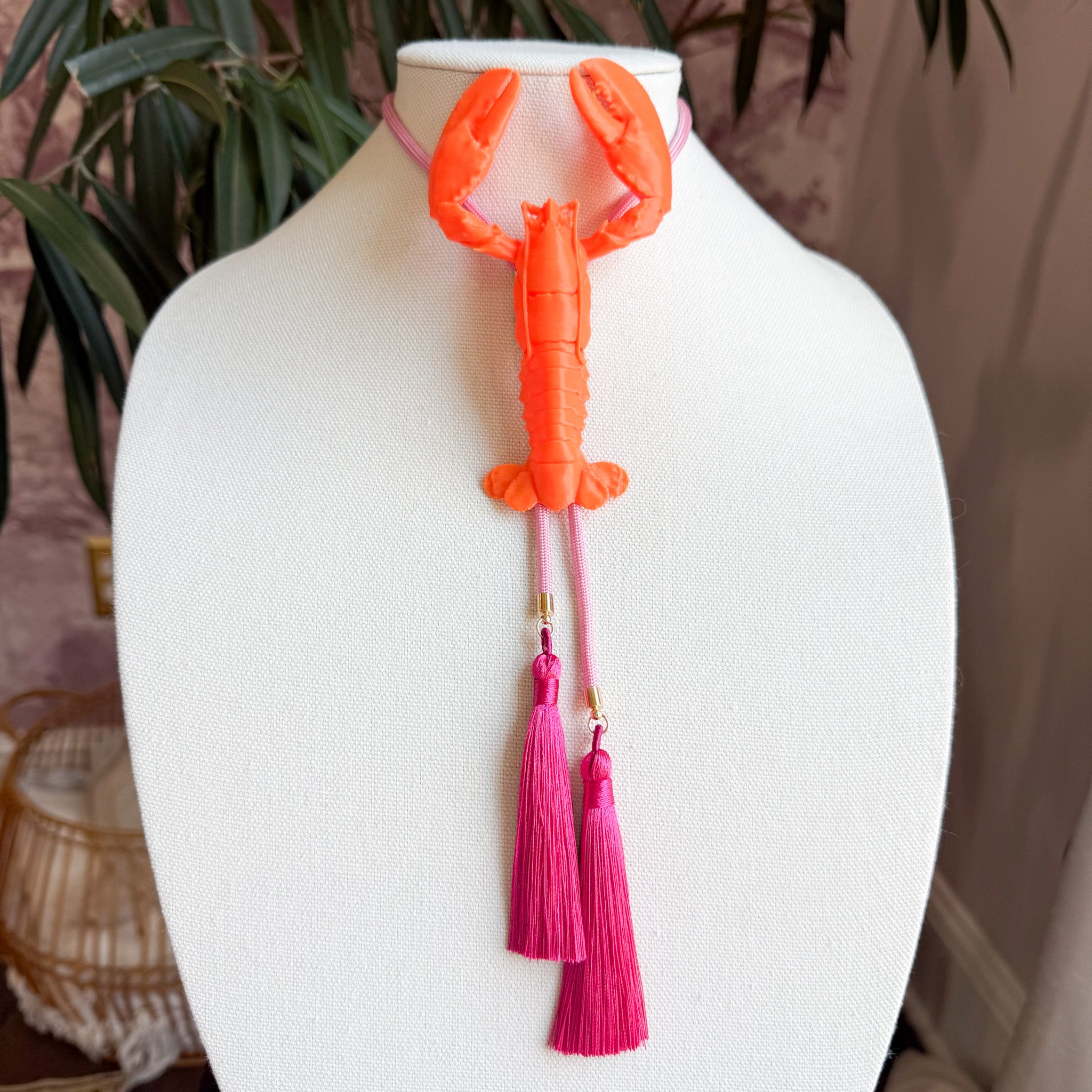 Crawfish Lobster Bolo Burnt Orange with Bubblegum Pink & Fuchsia