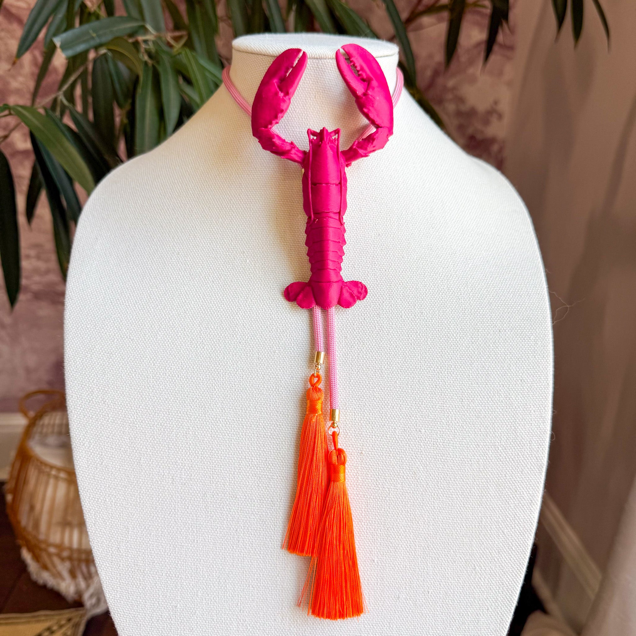 Crawfish Lobster Bolo Raspberry Pink with Bubblegum Pink & Orange