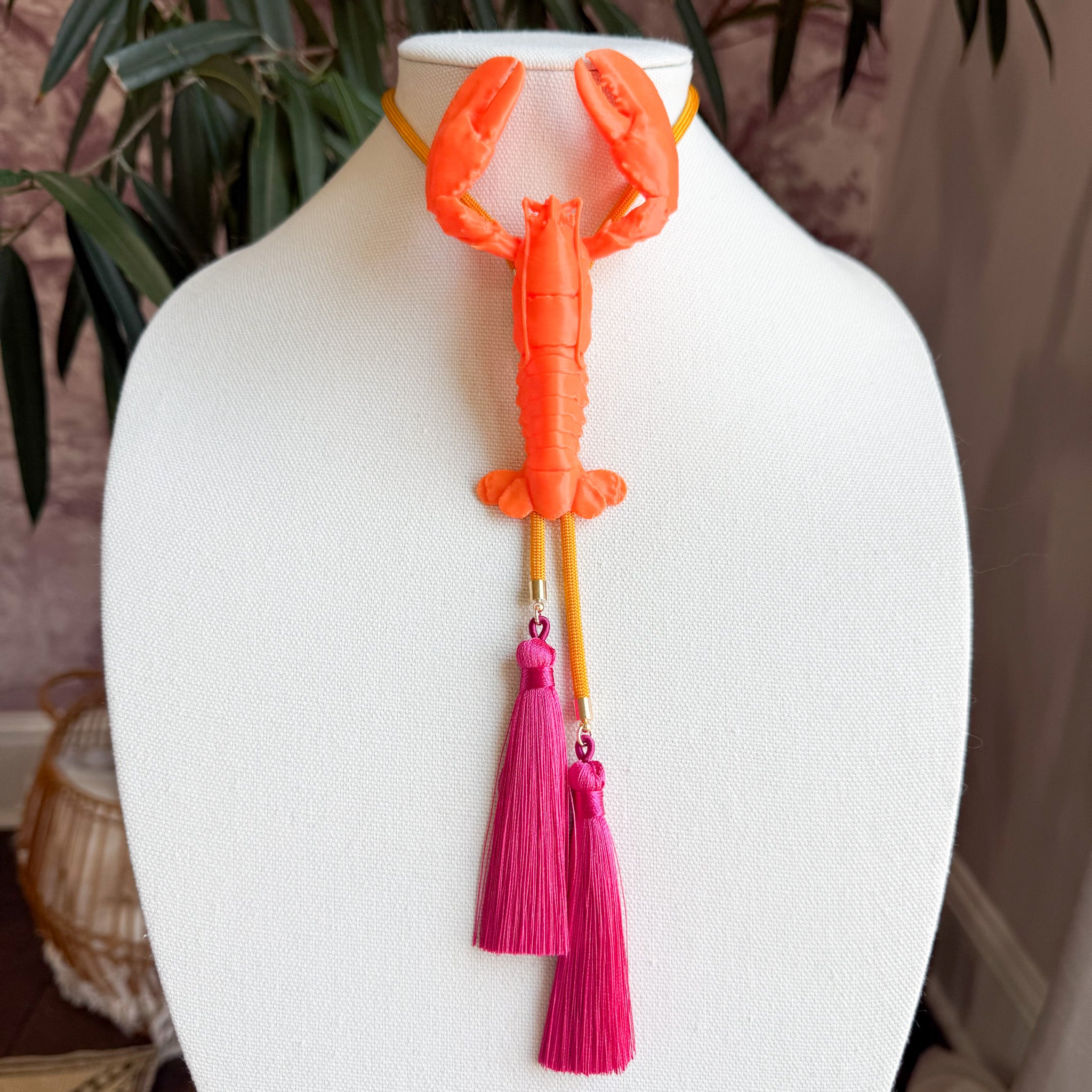 Crawfish Lobster Bolo Burnt Orange with Golden Yellow & Fuchsia