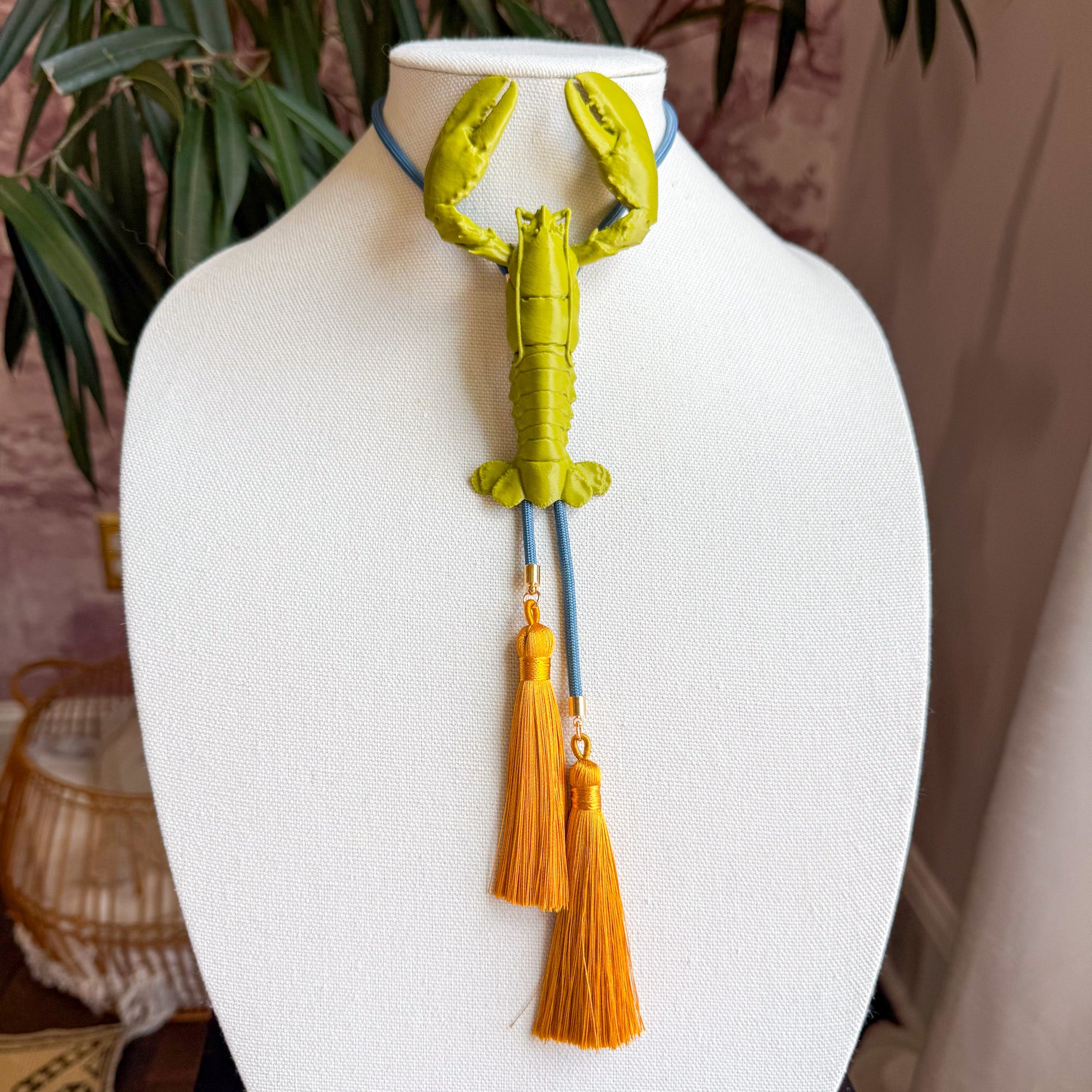 Crawfish Lobster Bolo Olive Green with Storm Blue & Golden Yellow