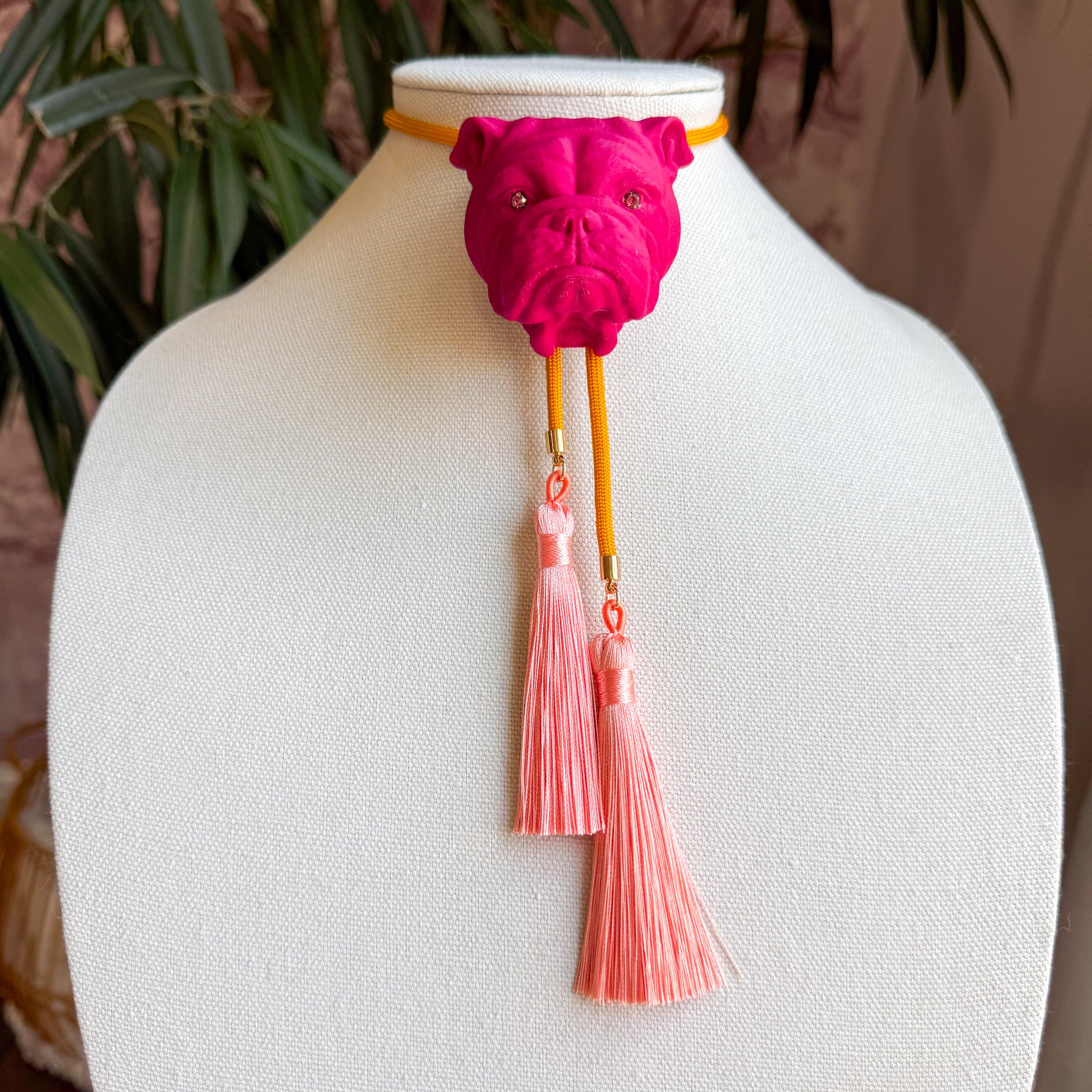 Bulldog Bolo Raspberry Pink with Golden Yellow & Peach