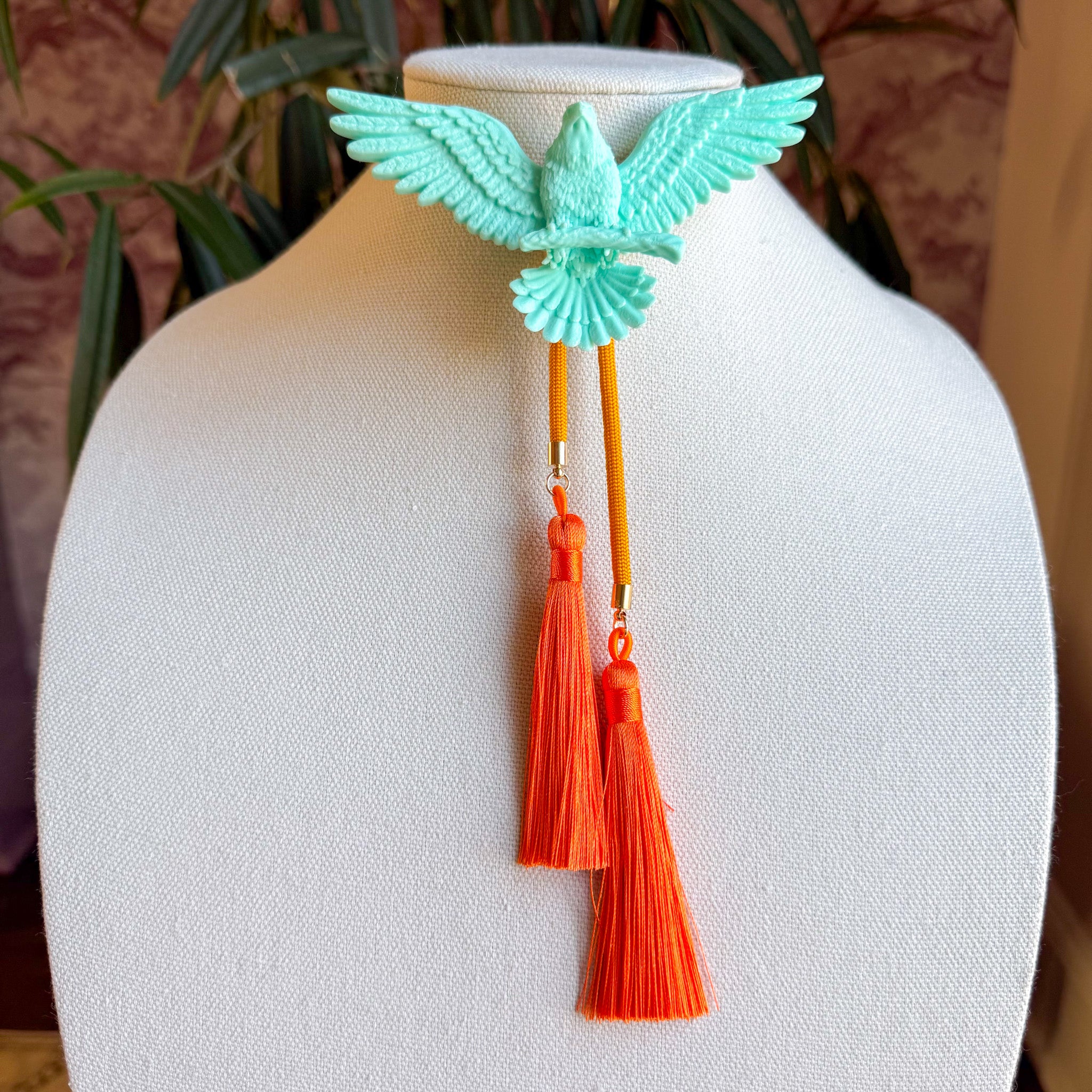 Eagle Bolo Turquoise with Golden Yellow & Orange