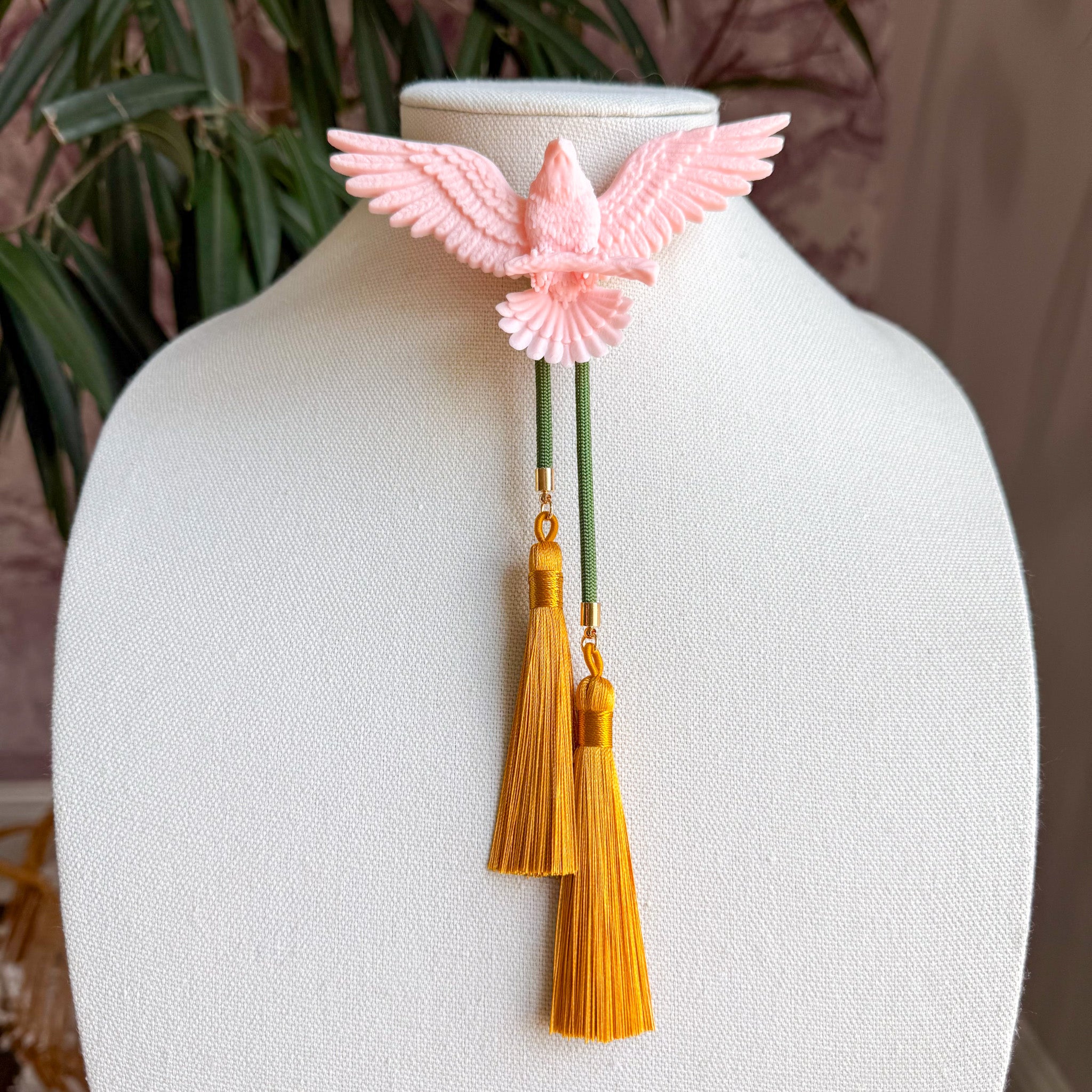 Eagle Bolo Blush Pink with Olive & Golden Yellow