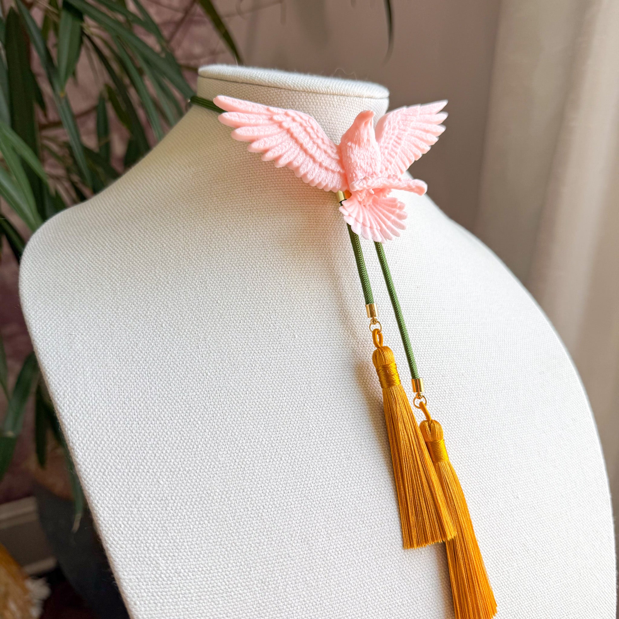 Eagle Bolo Blush Pink with Olive & Golden Yellow