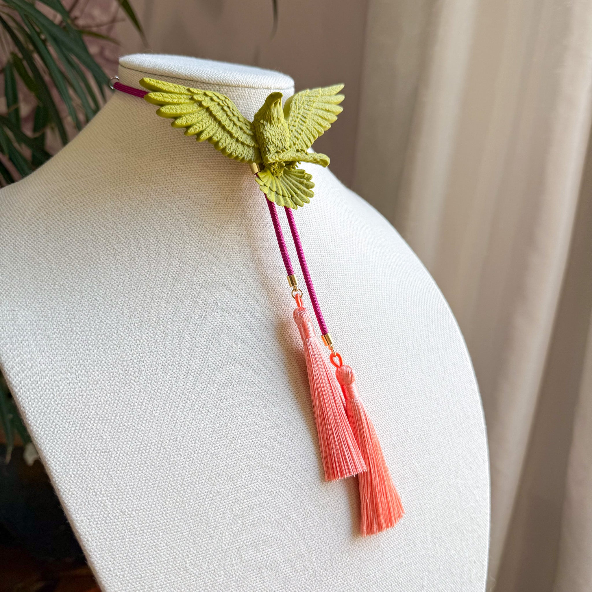 Eagle Bolo Olive Green with Fuchsia & Peach