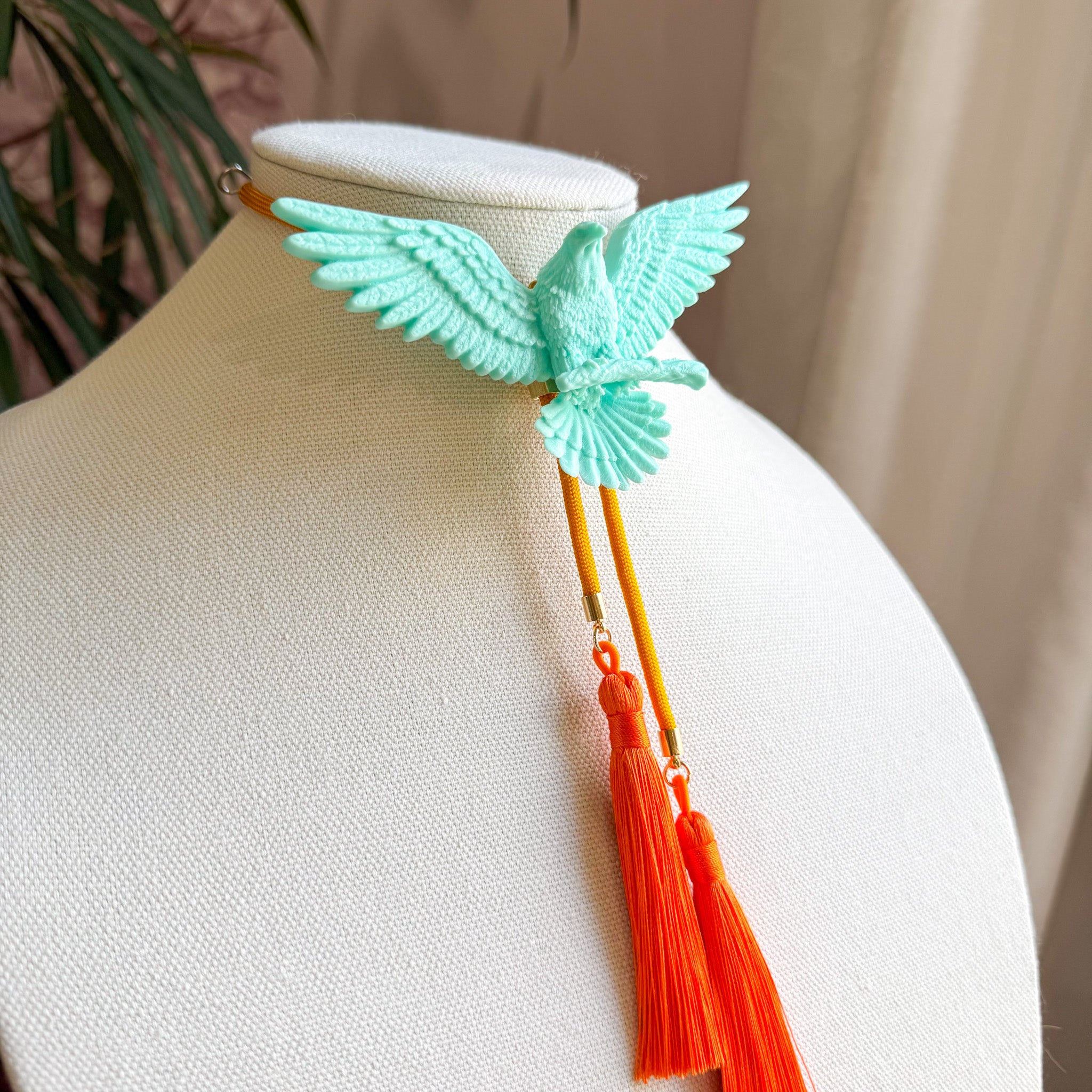 Eagle Bolo Turquoise with Golden Yellow & Orange
