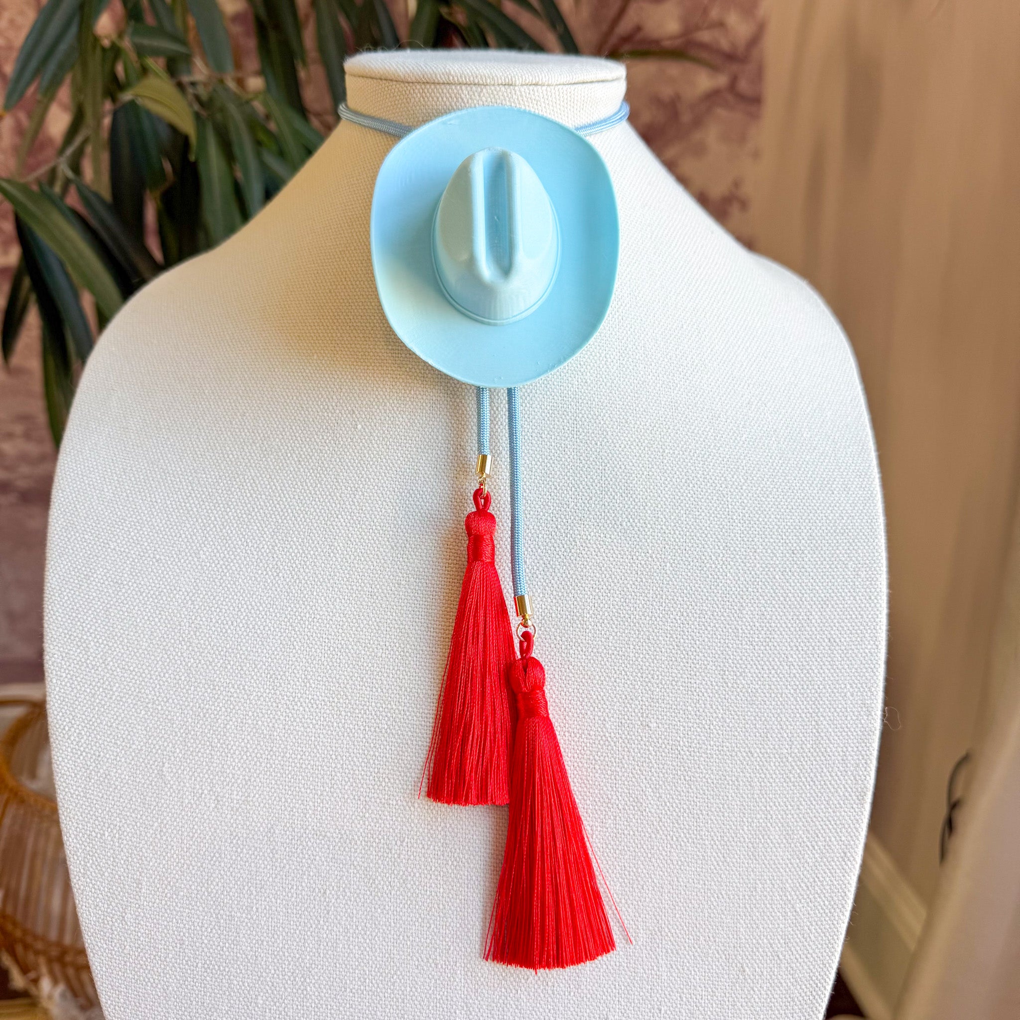 Cowboy Hat Bolo Baby Blue with Baby Blue & Red