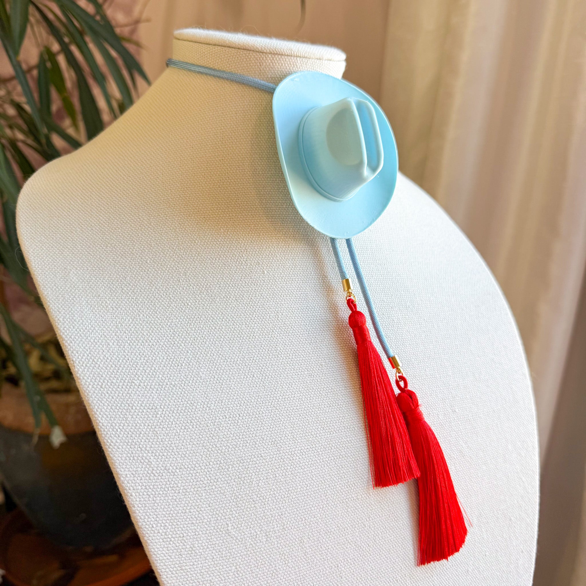 Cowboy Hat Bolo Baby Blue with Baby Blue & Red