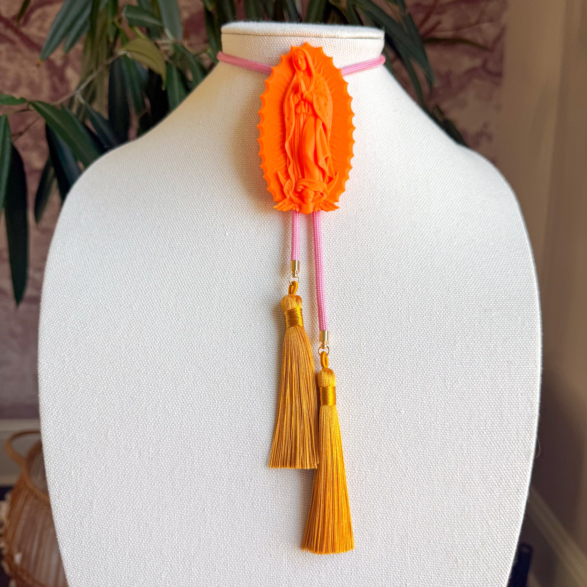Our Lady of Glitterati Bolo Burnt Orange with Bubblegum Pink & Golden Yellow