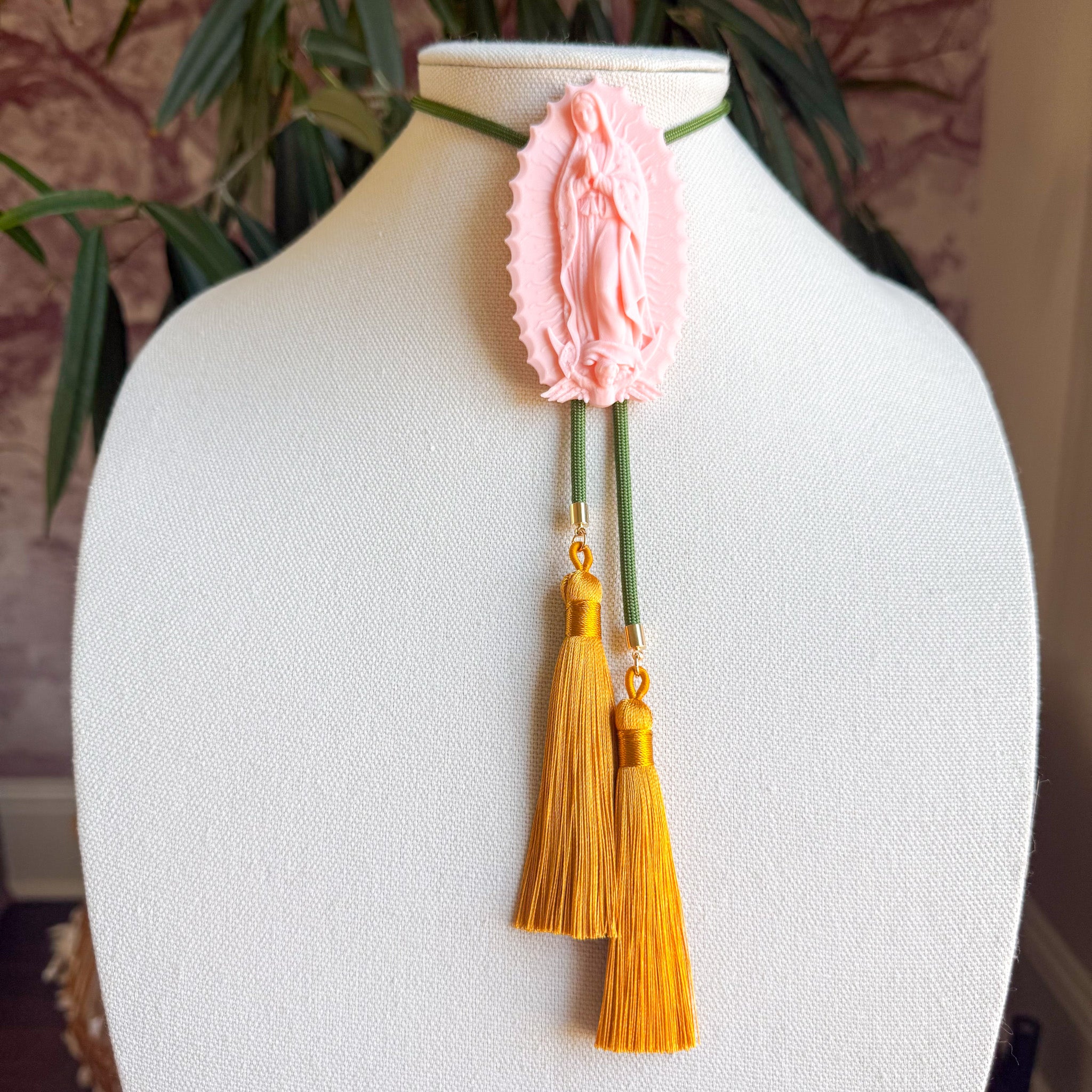 Our Lady of Glitterati Bolo Blush Pink with Olive & Golden Yellow