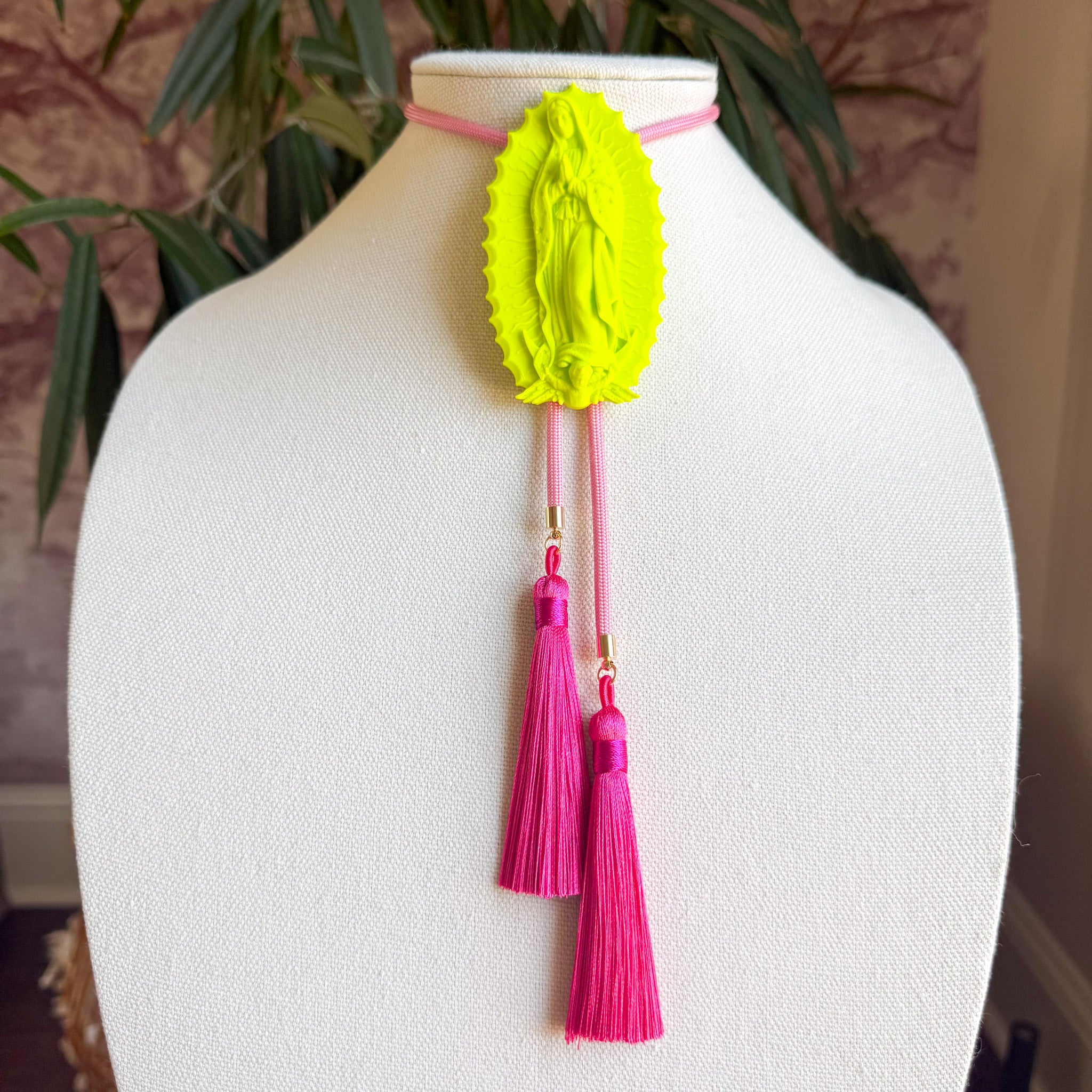 Our Lady of Glitterati Bolo Lime Green with Bubblegum Pink & Fuchsia