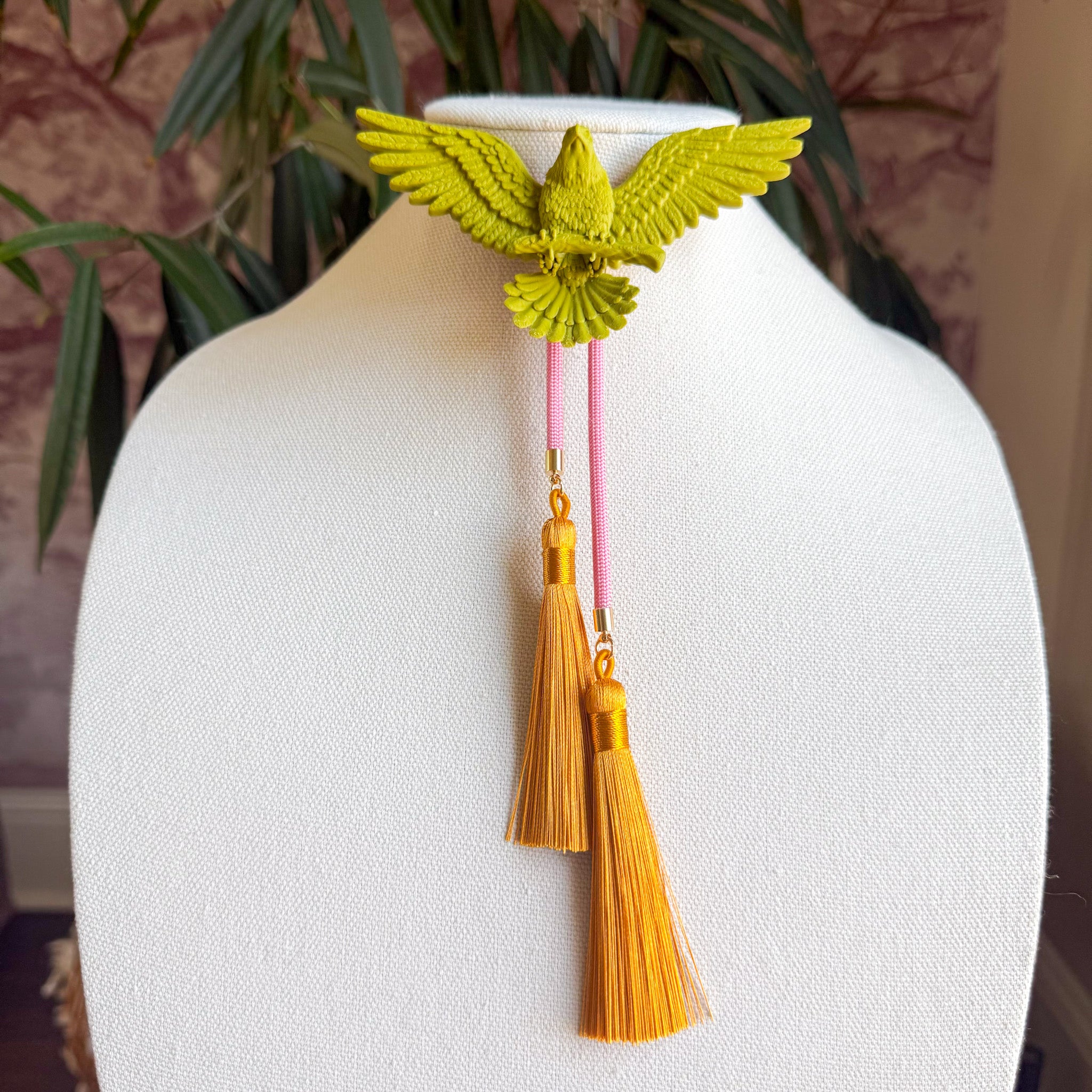 Eagle Bolo Olive Green with Bubblegum Pink & Golden Yellow