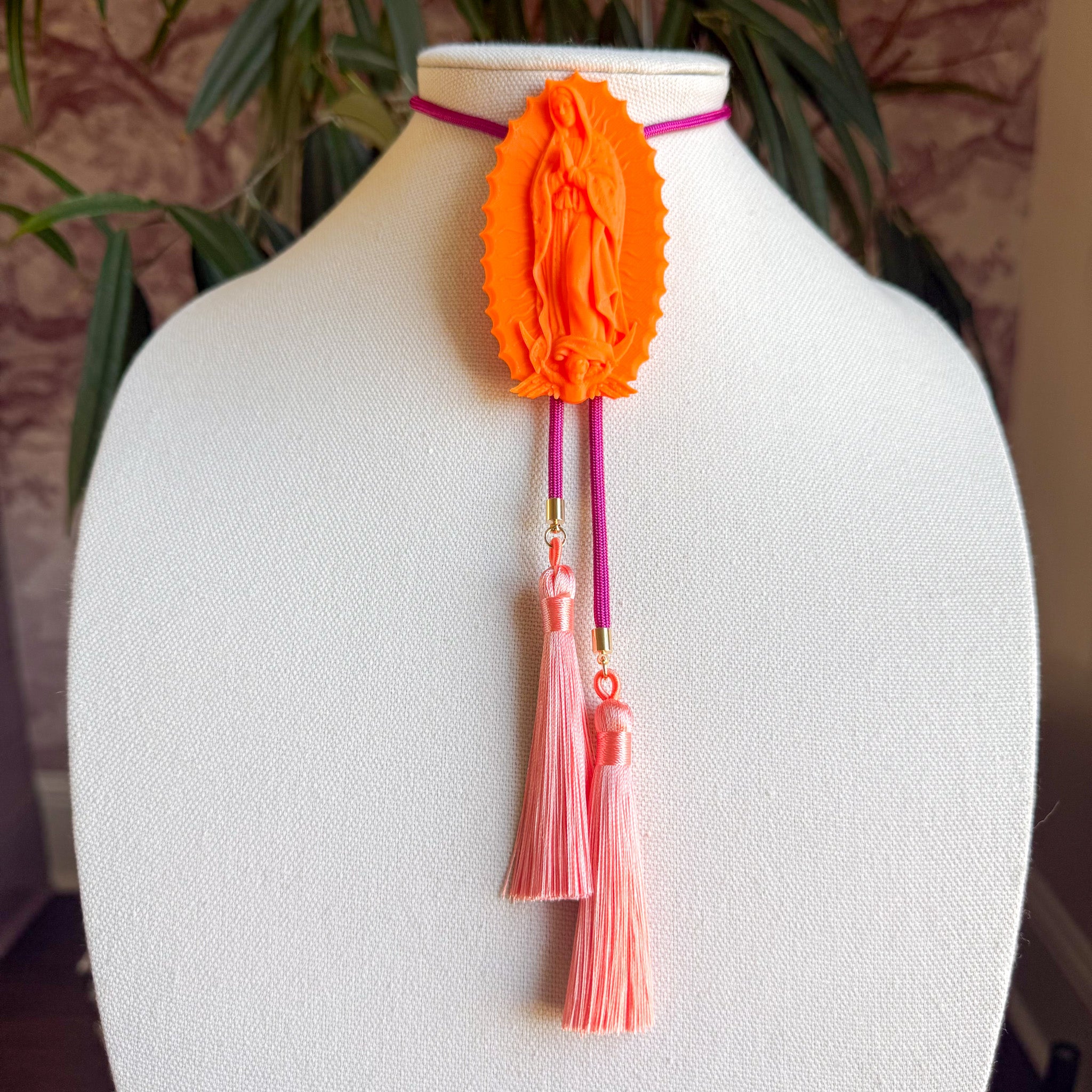 Our Lady of Glitterati Bolo Burnt Orange with Hot Pink & Peach