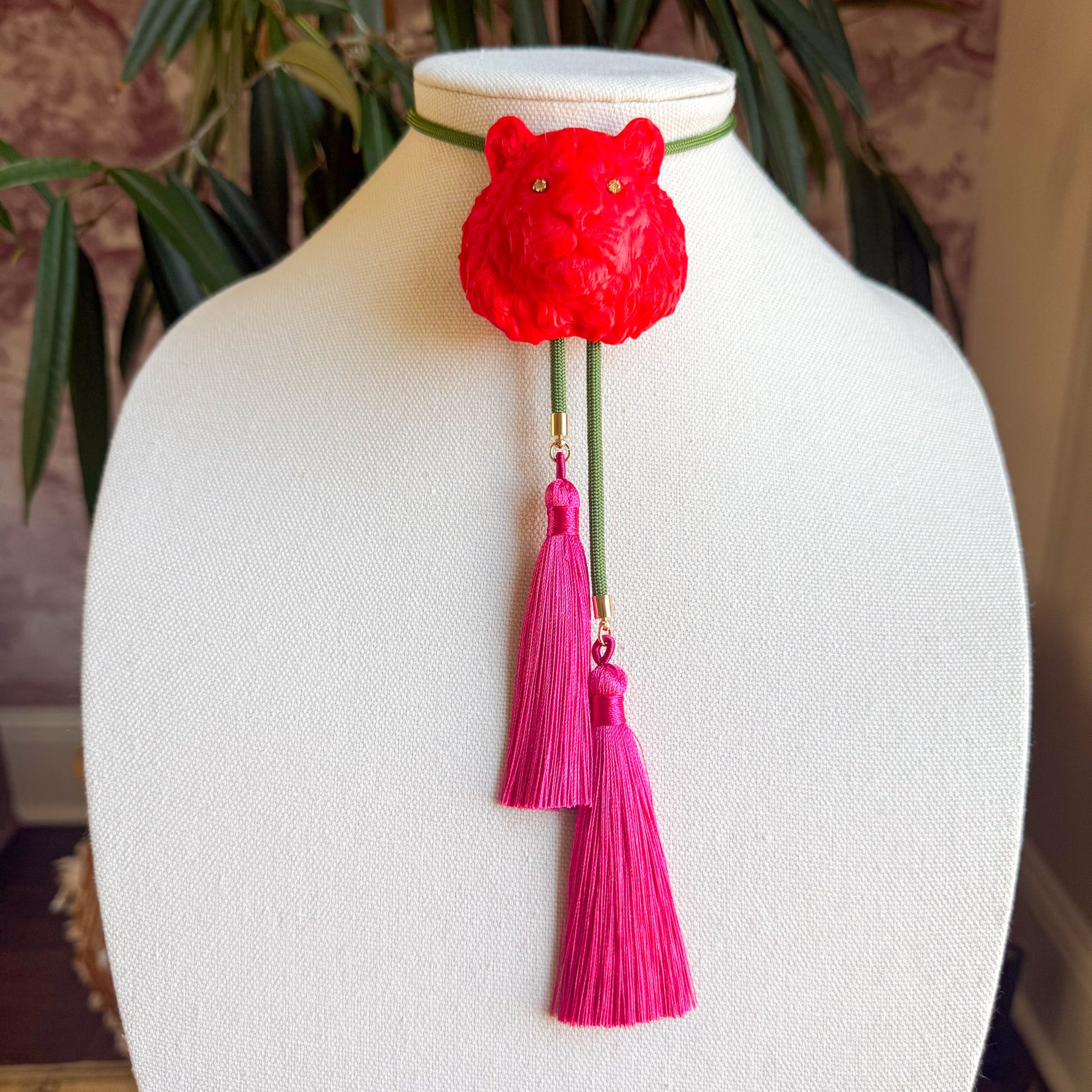 Tiger Bolo Candy Red with Hot Pink & Orange