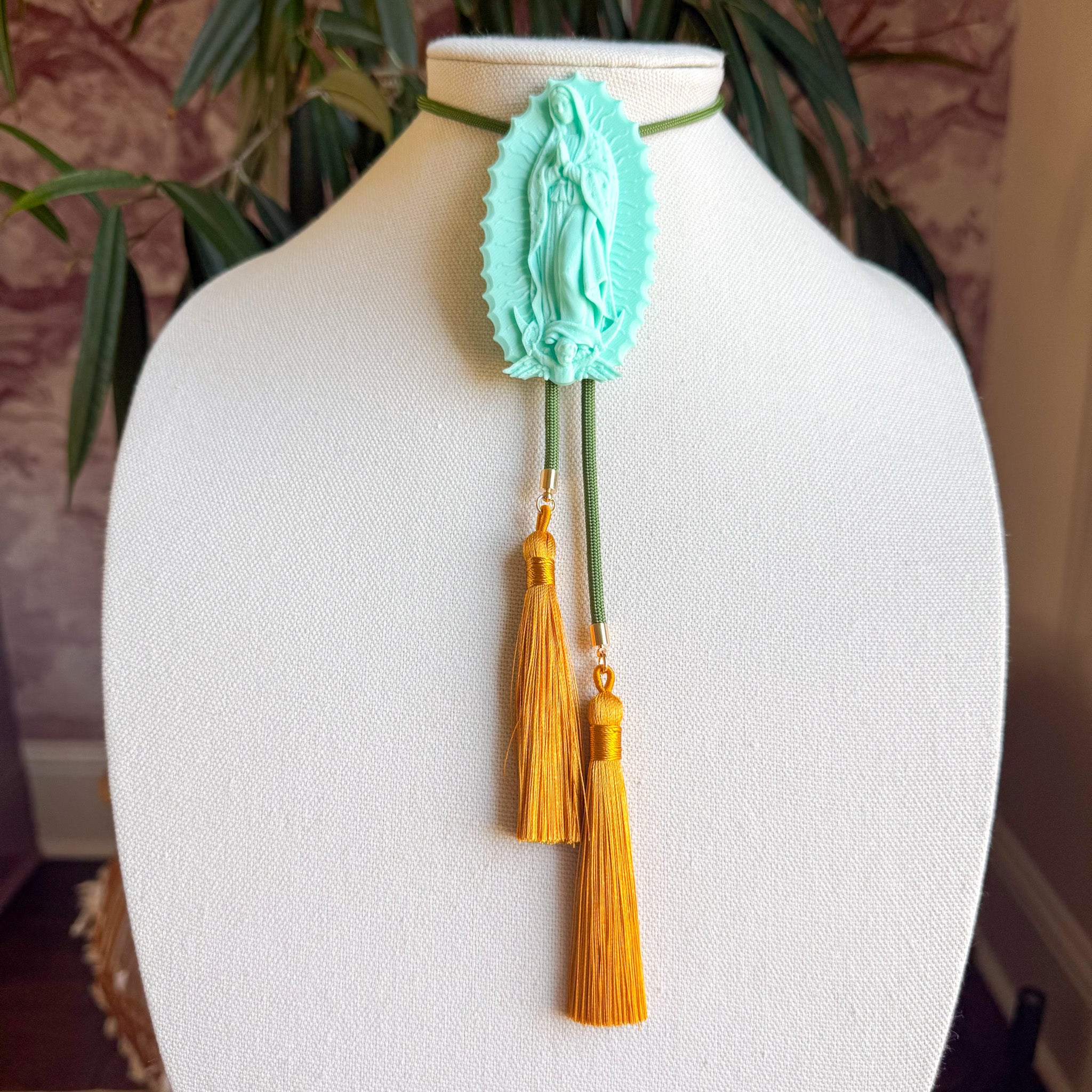 Our Lady of Glitterati Bolo Turquoise with Olive & Golden Yellow