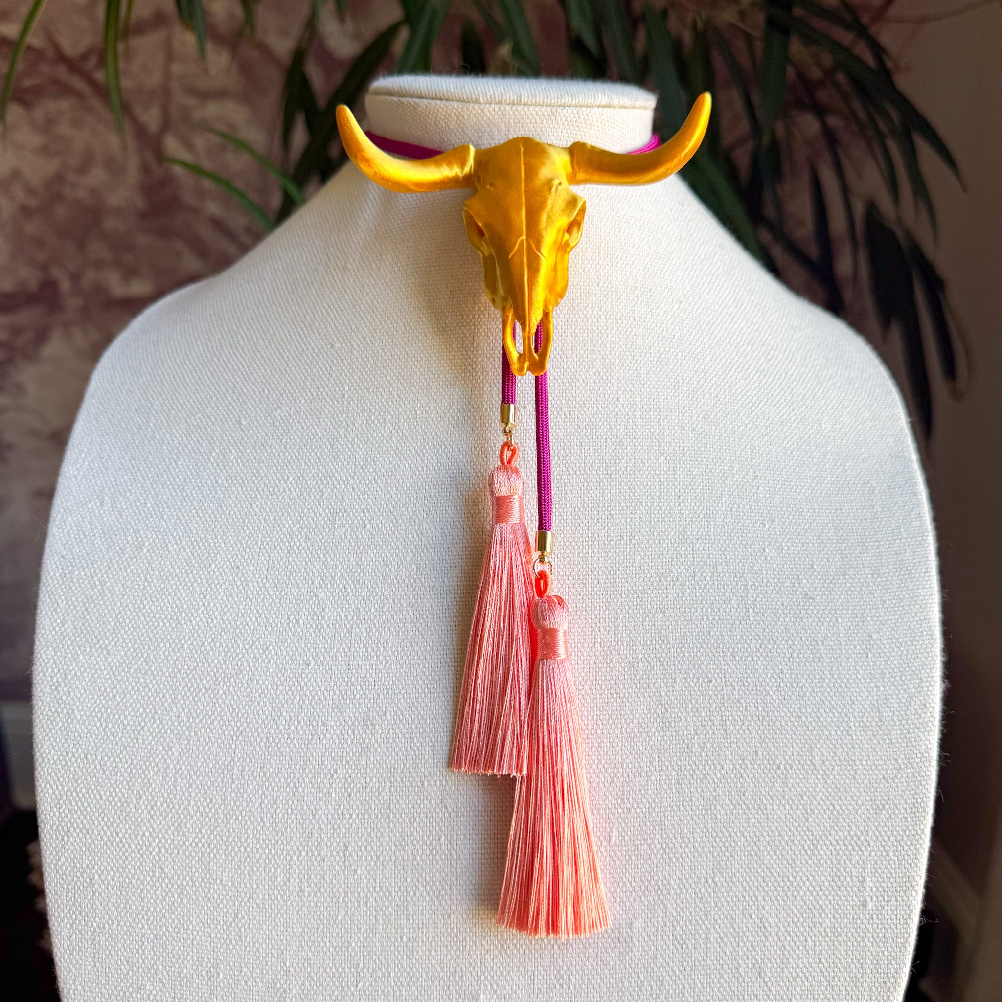 Longhorn Bolo Gold with Fuchsia & Peach