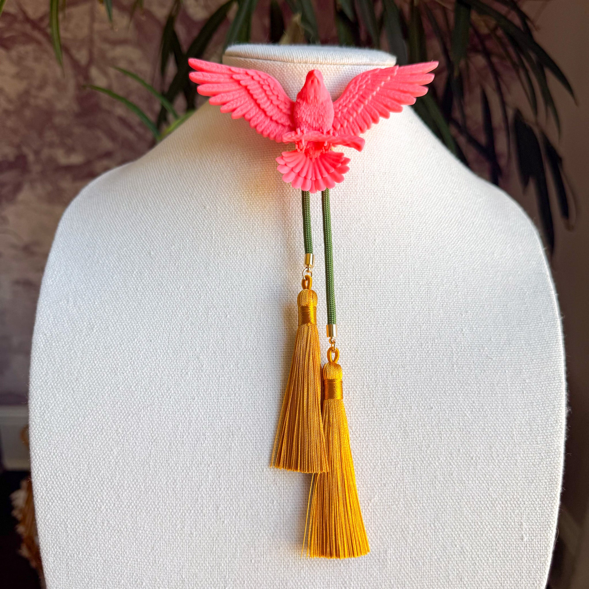 Eagle Bolo Flamingo Pink with Olive & Golden Yellow