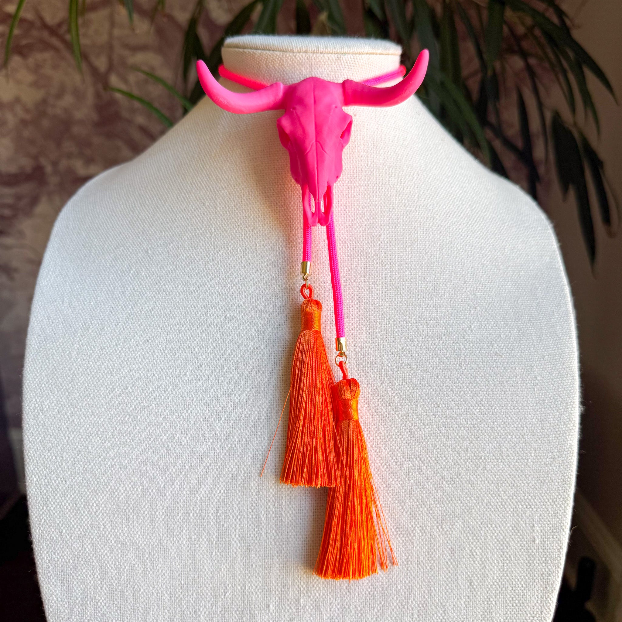 Longhorn Bolo Flamingo Pink with Neon Pink & Orange