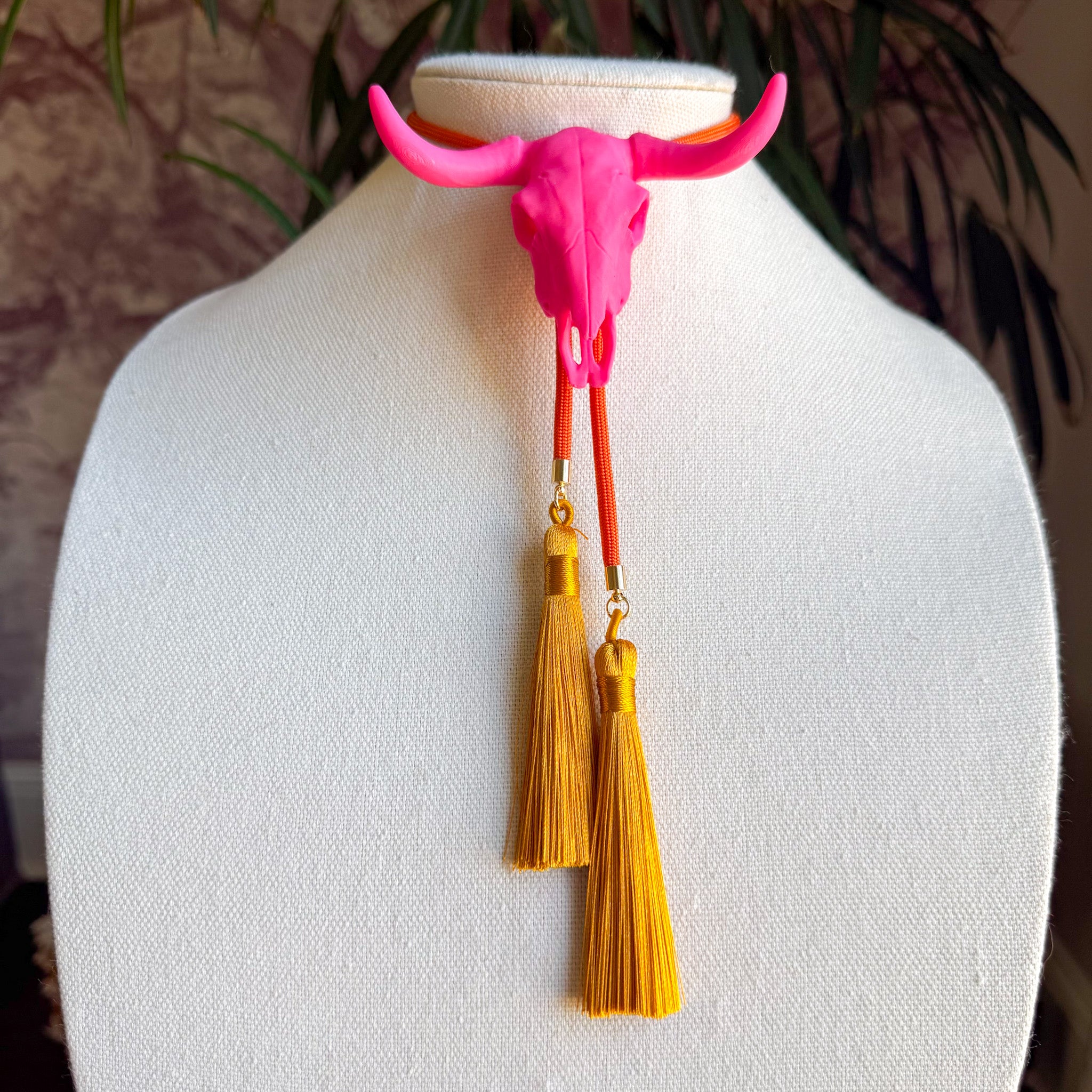 Longhorn Bolo Flamingo Pink with Solar Orange & Golden Yellow