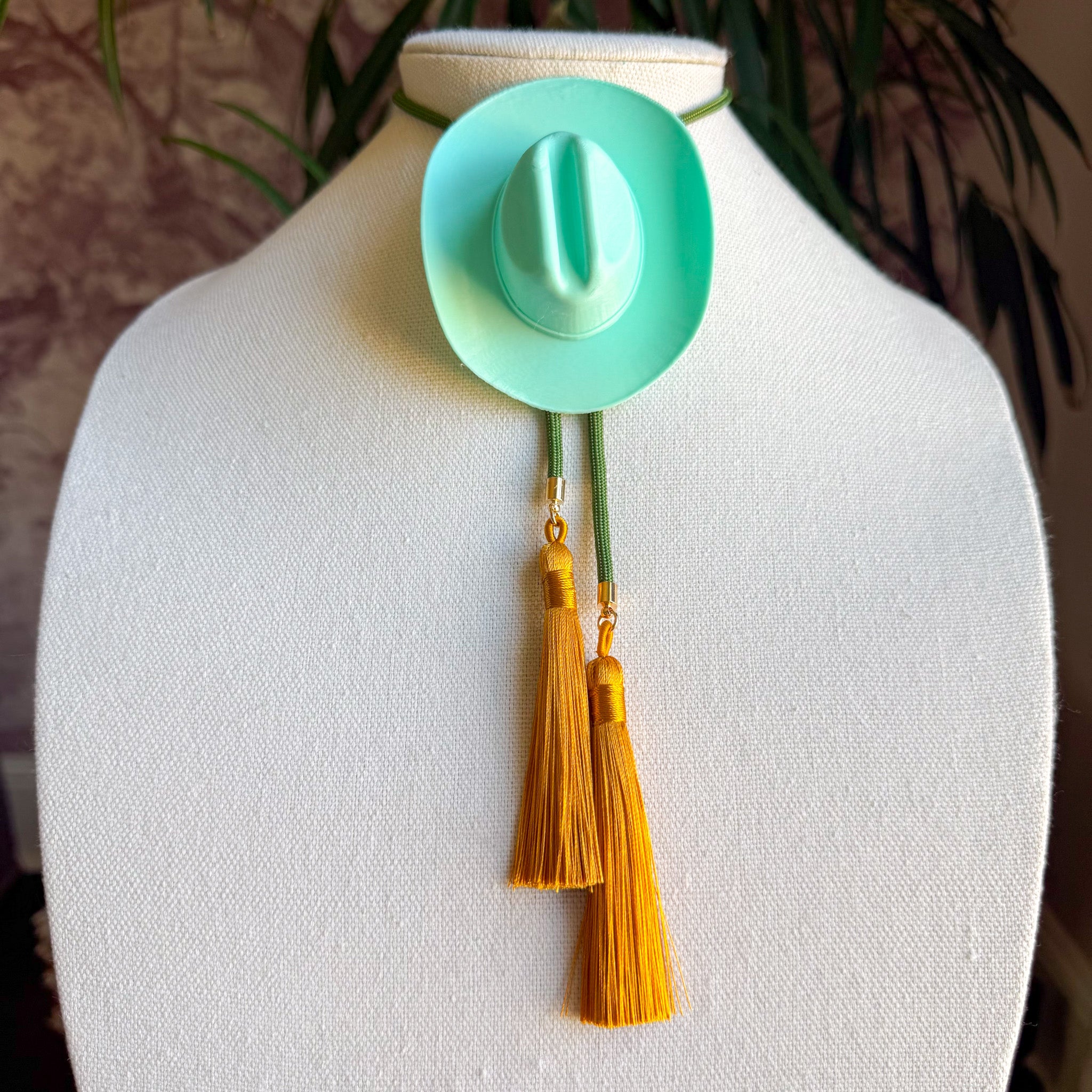 Cowboy Hat Bolo Turquoise with Olive & Golden Yellow