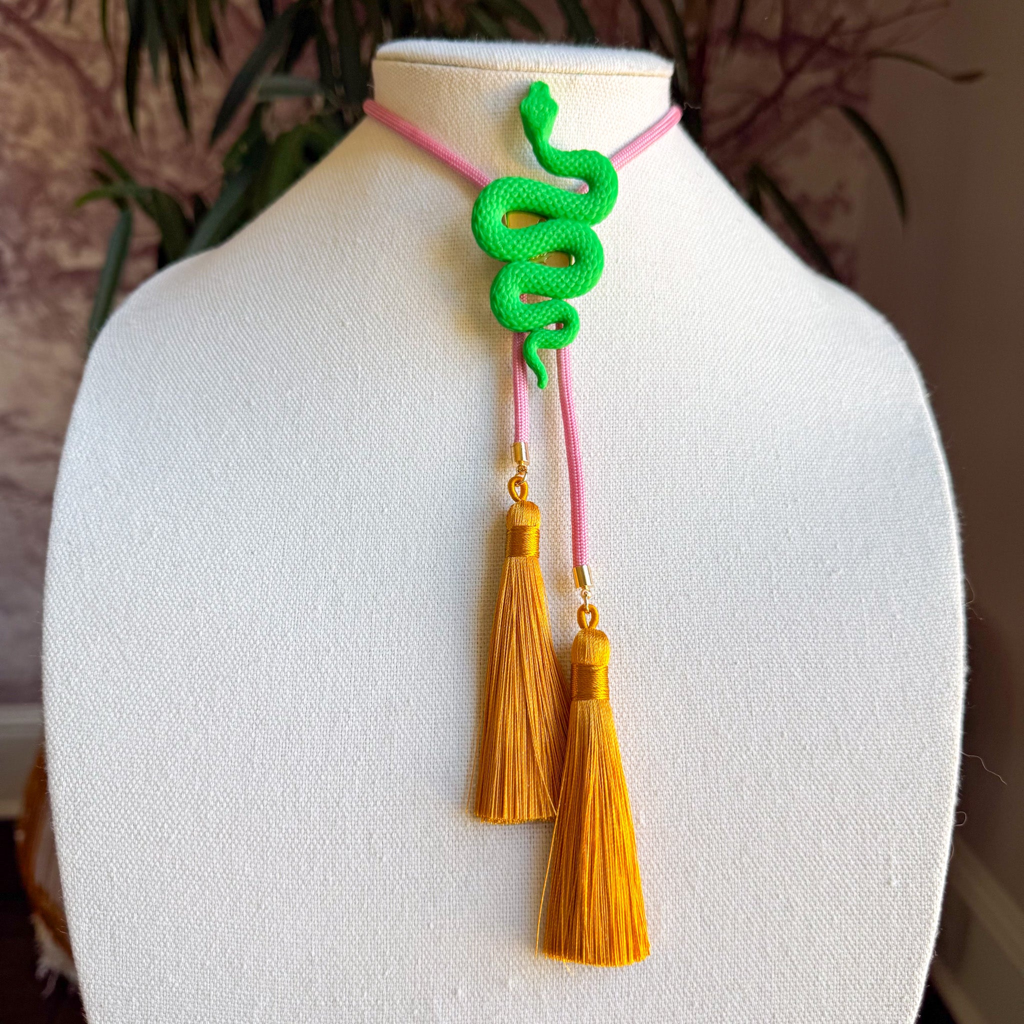 Snake Bolo Kelly Green with Bubblegum Pink & Golden Yellow