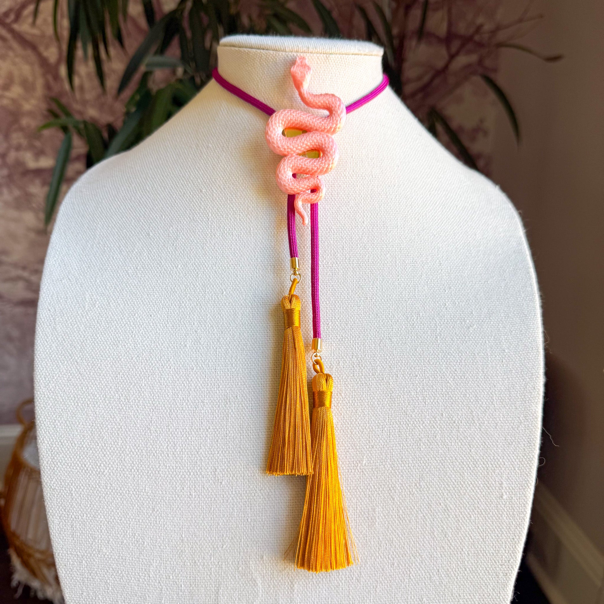 Snake Bolo Sugar Pink with Fuchsia & Golden Yellow