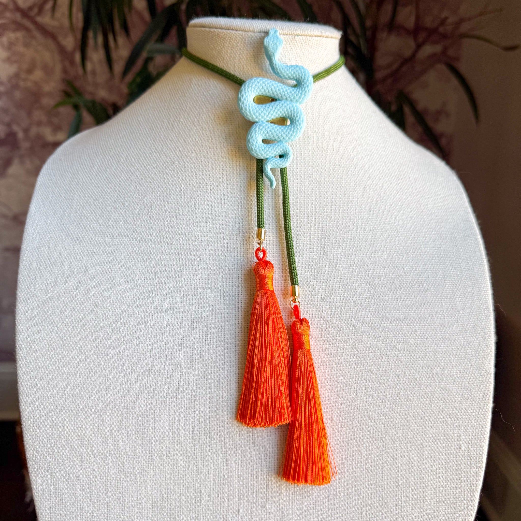 Snake Bolo Baby Blue with Olive & Orange
