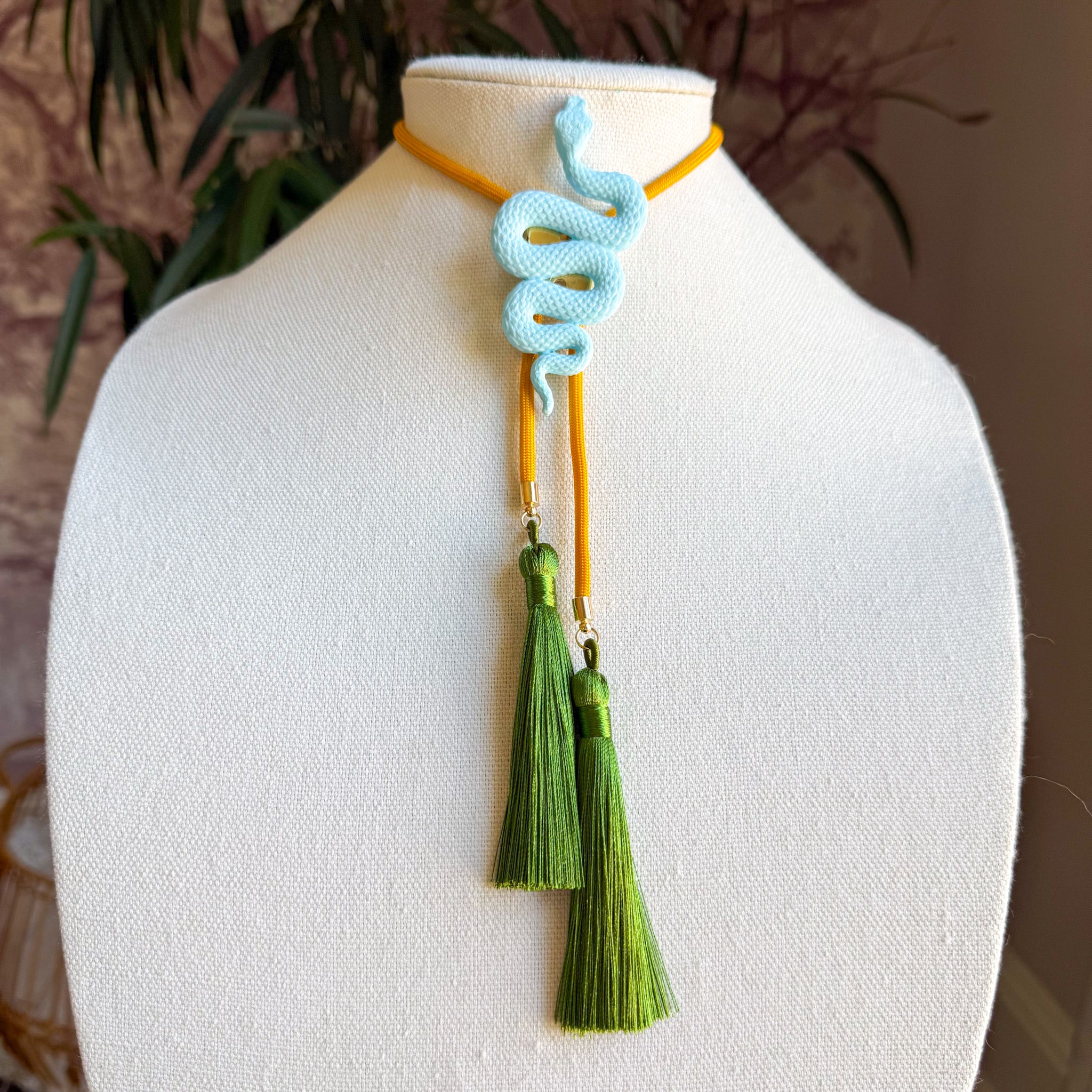 Snake Bolo Baby Blue with Golden Yellow & Olive