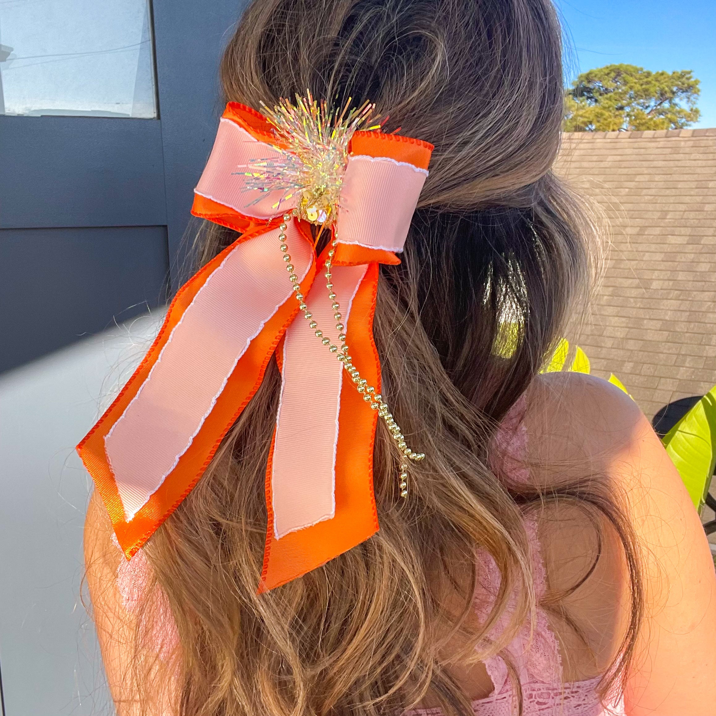 Orange & Pink Hair Bow