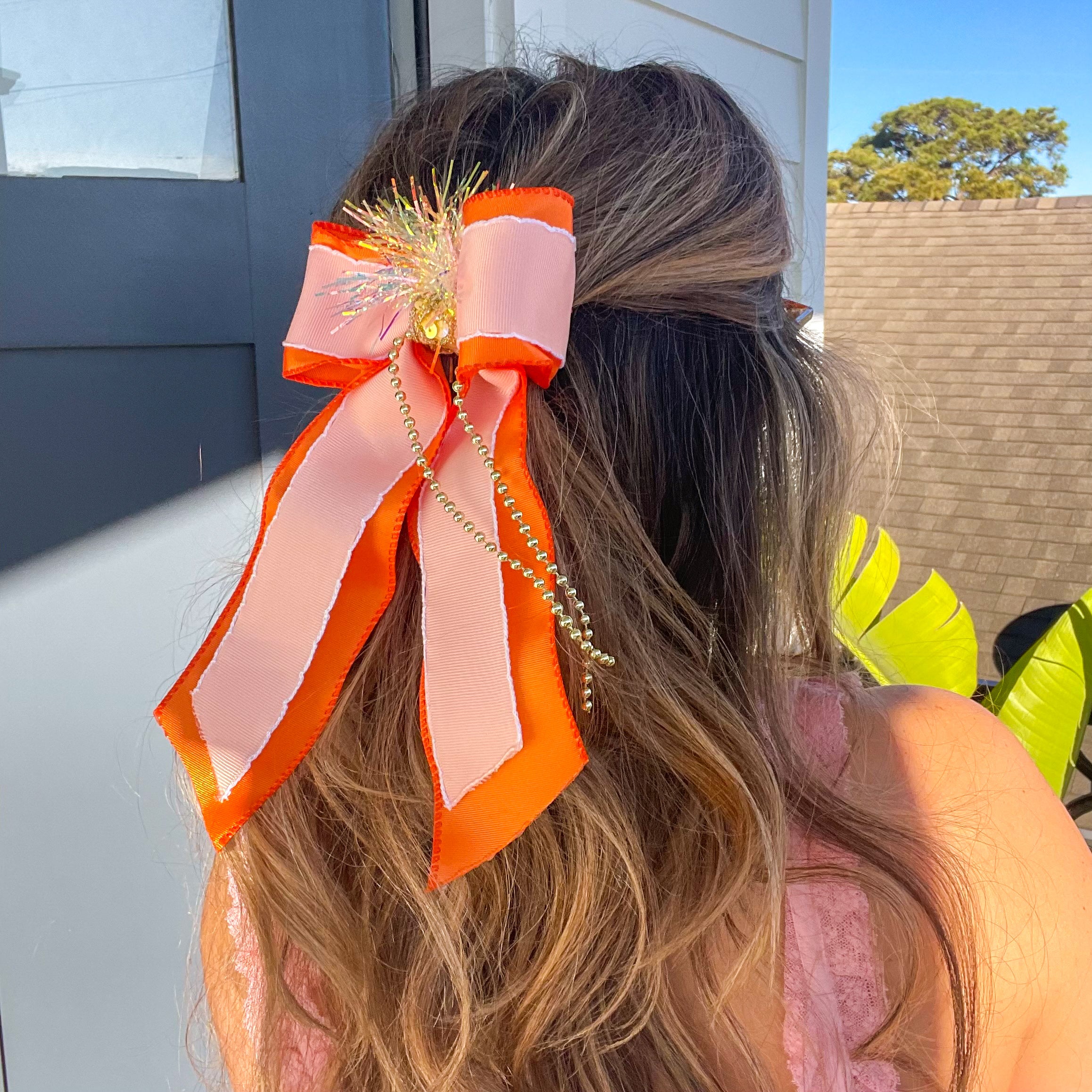 Orange & Pink Hair Bow