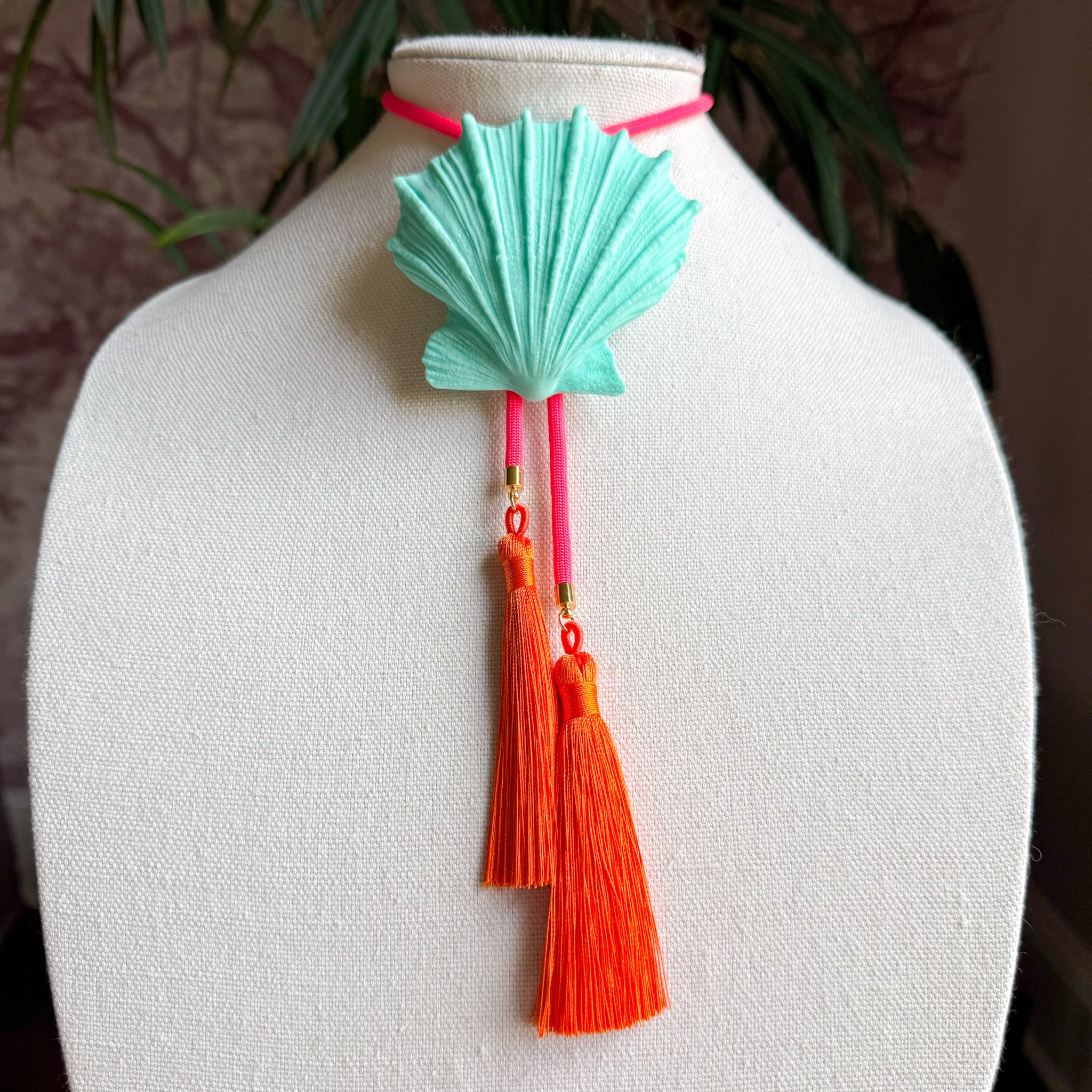 Shell Bolo Turquoise with Neon Pink & Orange