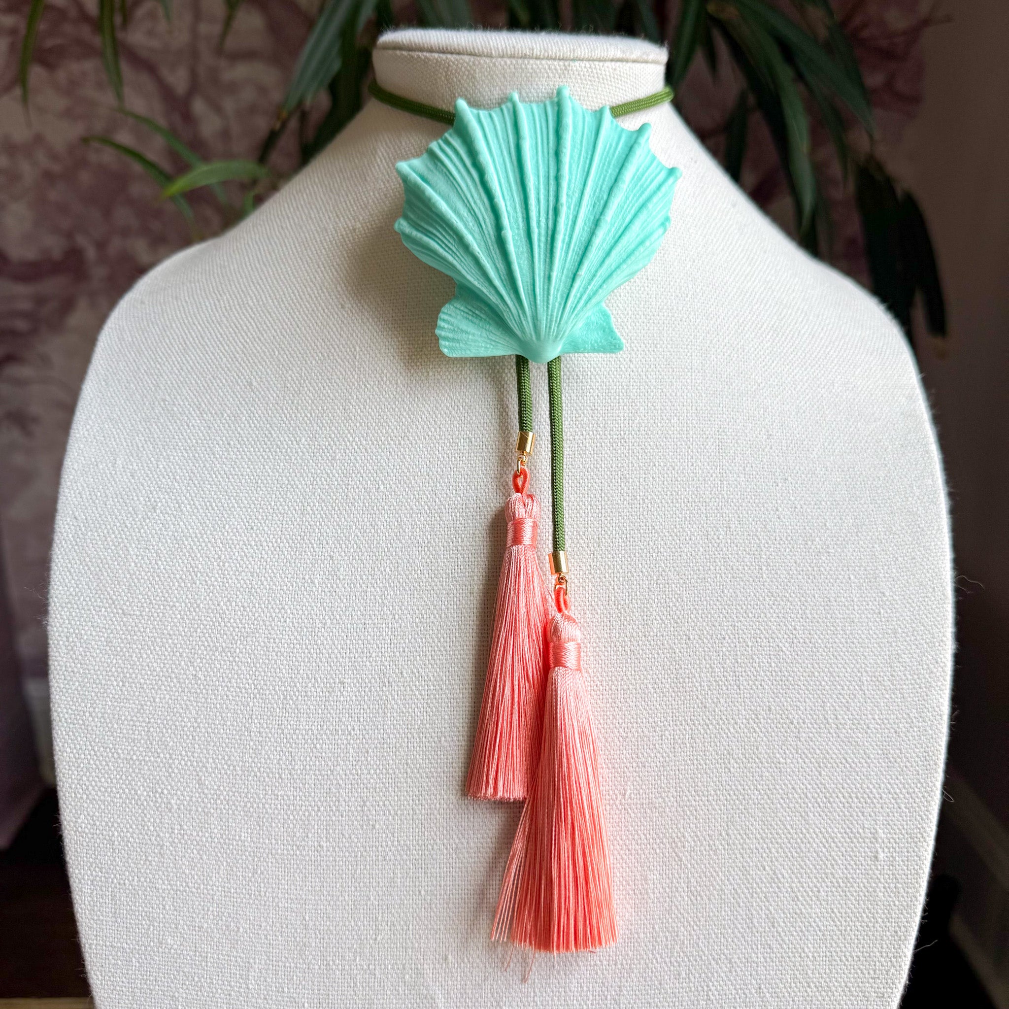 Shell Bolo Turquoise with Olive & Peach